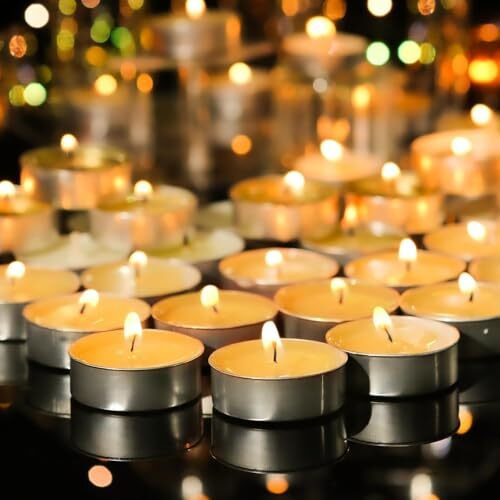 Vime Tealight Candles Pack Of 100 | Unscented Long Burning Wax Candles | Smokeless Small Diyas For Diwali Decoration, Puja, Prayer, Parties, Weddings, Festivals, Home & Event Dcor Lighting