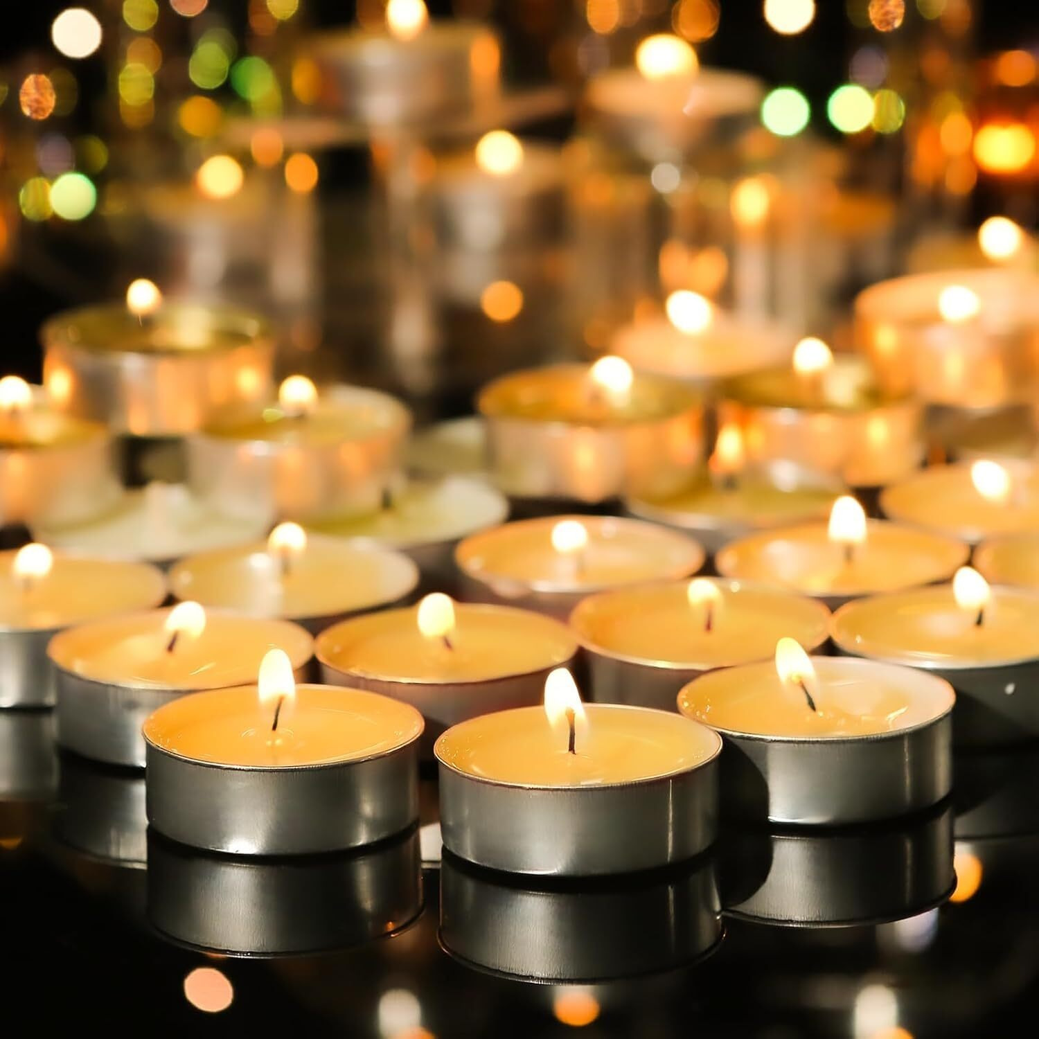 Vime Tealight Candles Pack Of 50 | Unscented Long Burning Wax Candles | Smokeless Small Diyas For Diwali Decoration, Puja, Prayer, Parties, Weddings, Festivals, Home & Event Dcor Lighting