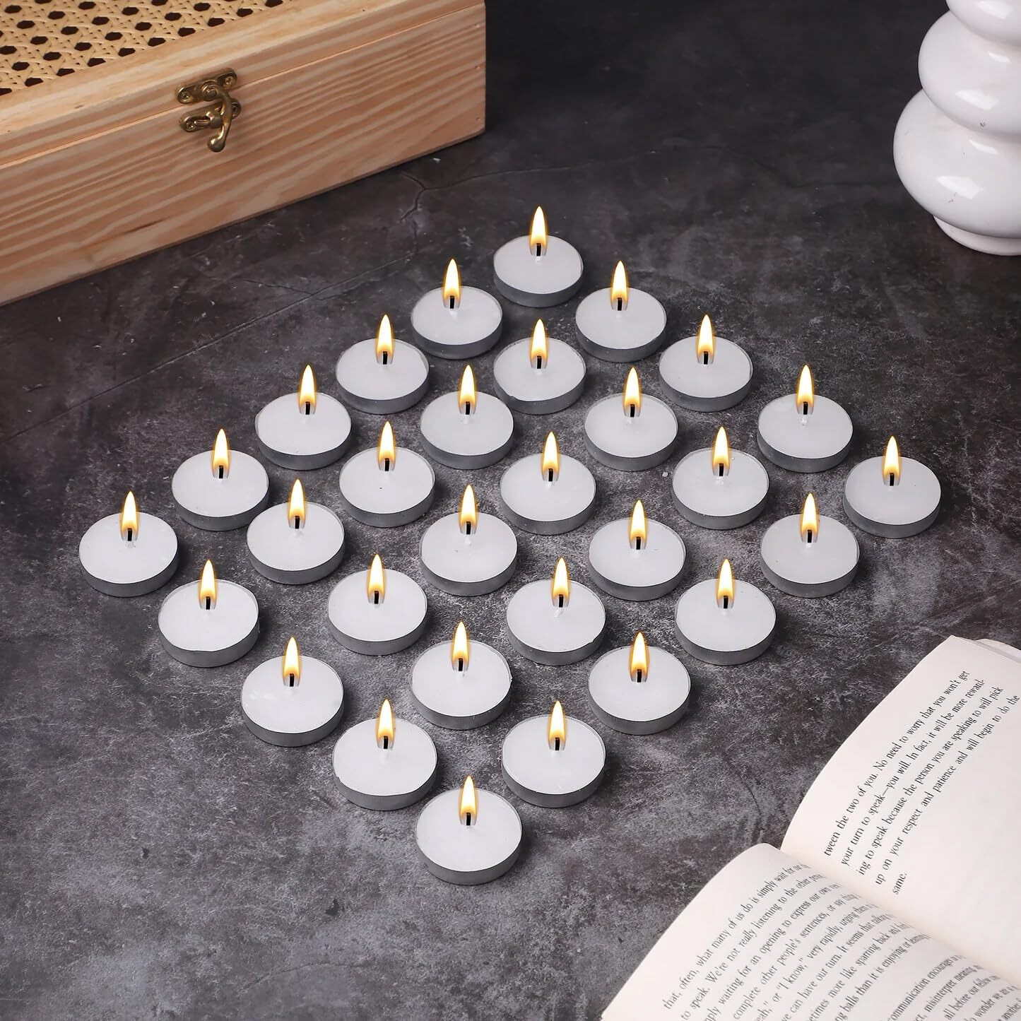 Tealight Candles Unscented White Long-Burning, Smokeless, Wax Candles For Home Dcor | Festive Lighting | Candles For Diwali Decoration | Aromatherapy & Relaxation | Tea Light Candle (White-Pack-50)