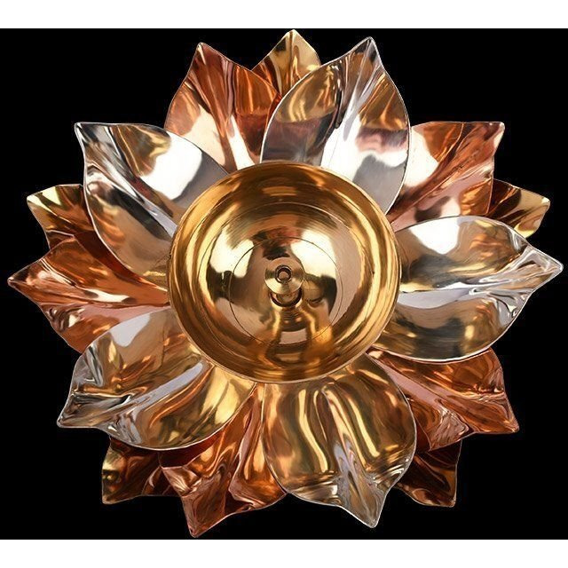 Dreamkraft Brass Lotus Kuber Diya For Home Festive Gifting, Housewarming Decoration And Gift Purpose- 5 Inch Traditional Aarti Lamp For Diwali And Festival Lighting