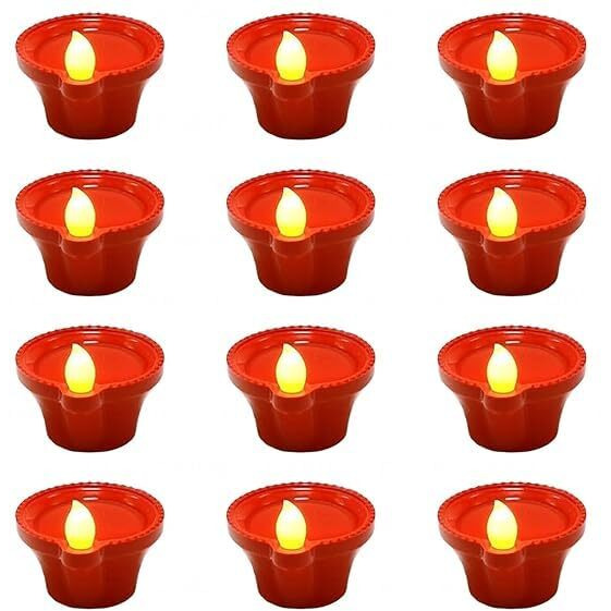 Cri8Hub Water Sensor Led Diyas Pack Of 12 Flameless Floating Lights For Diwali, Pooja, Wedding, Home Decor | Waterproof Smokeless Electric Lamps For Indoor Outdoor Festive Decoration