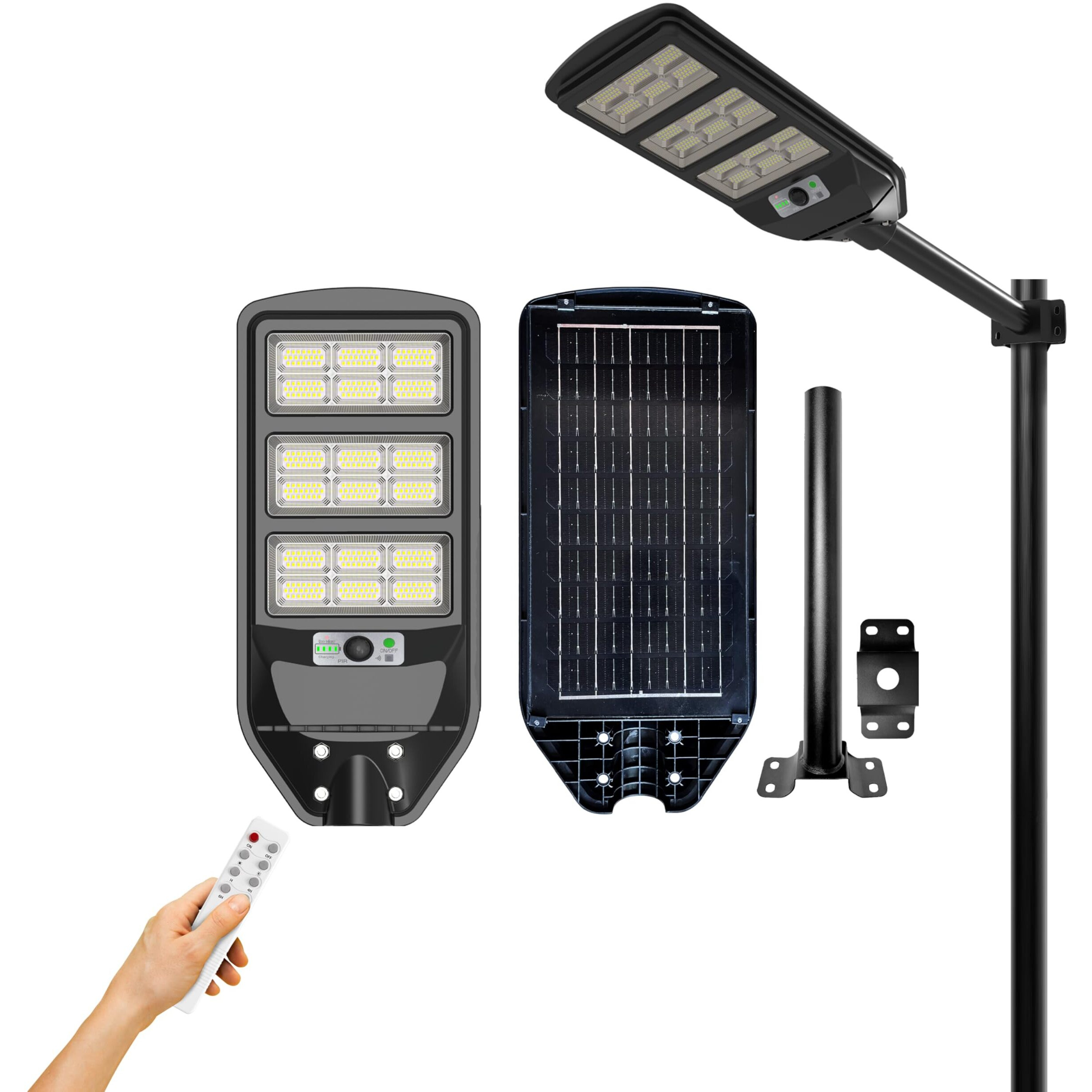 Homehop Outdoor Solar Light Waterproof Street Night Lamp 396 Led With Motion Sensor For,Garden, Pathway, Home, Automatic With Pole (Abs- Cool Light)