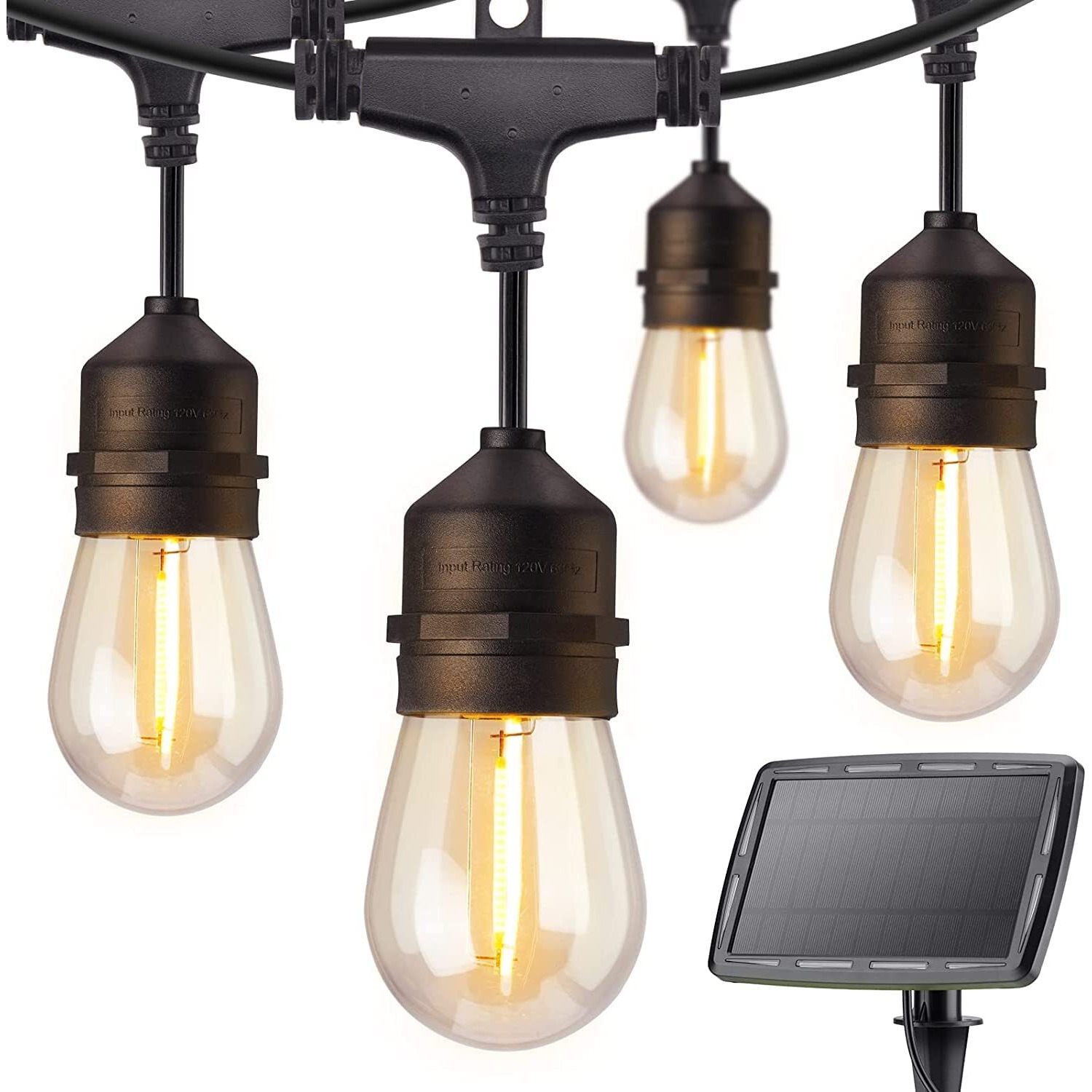 Quace 19Ft 10 Led Solar String Lights Outdoor - Patio Lights With 4 Lighting Mode, Usb & Solar Powered Outdoor String Lights Decorative, Ip65 Waterproof String Lights For Outside Garden Yard Balcony