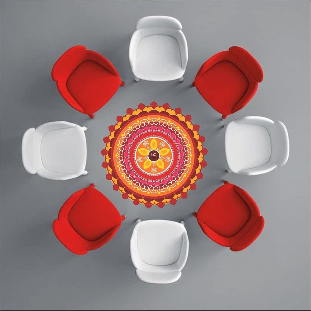 Dreamkraft Colorful Rangoli Sticker Set For Diwali Decoration, Floor & Wall Stickers Rangoli Floor Stickers For Door Entrance, Diwali Diya Stickers (12 X 12 In, Pack Of 4)_Pc359