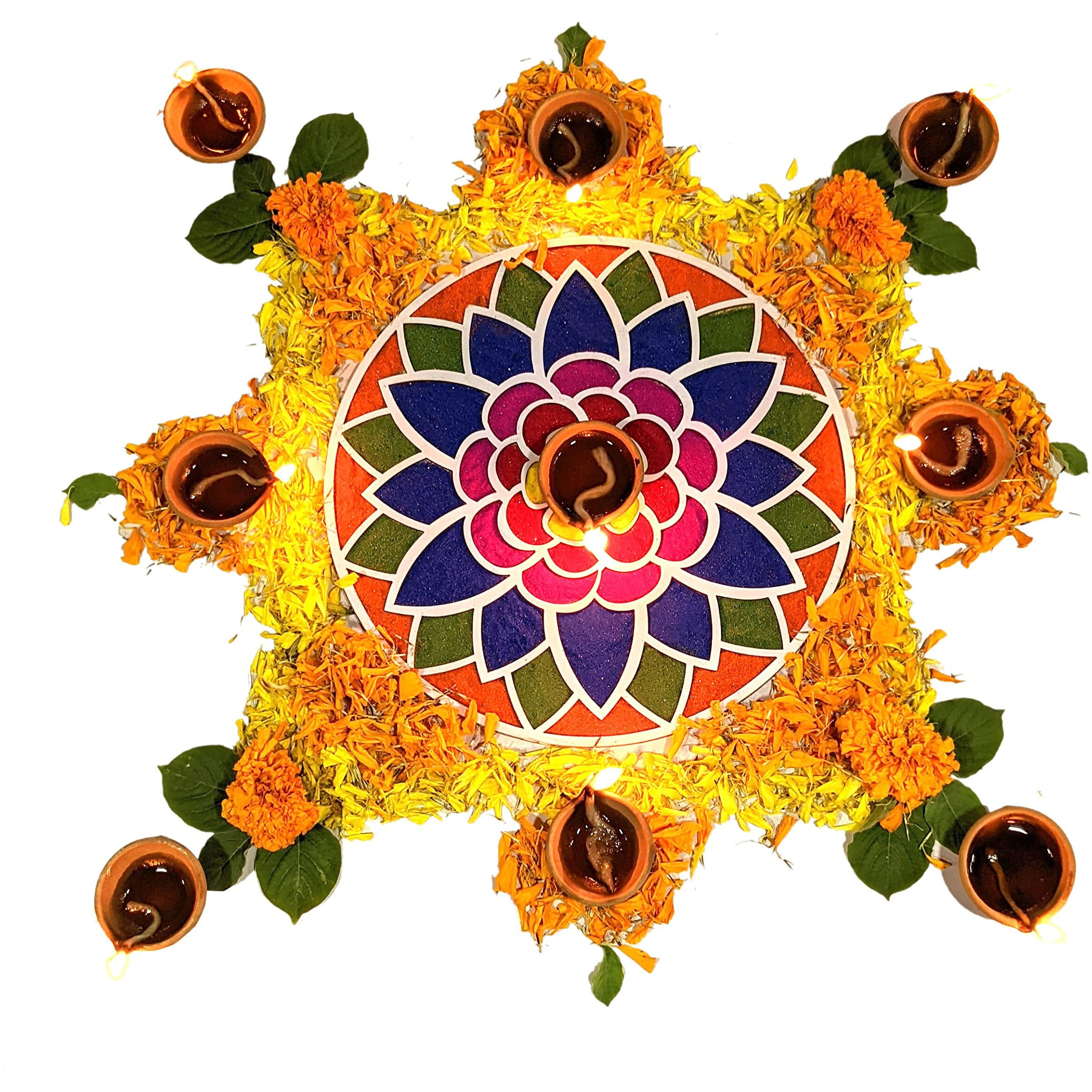 Stepstodo Reusable Floating Rangoli Mat. Washable, Portable Readymade Stencil Template Craft. Just Fill With Rangoli Or Petals. Traditional Design With Modern Day Ease Of Use (Design C) (11.5 Inch)