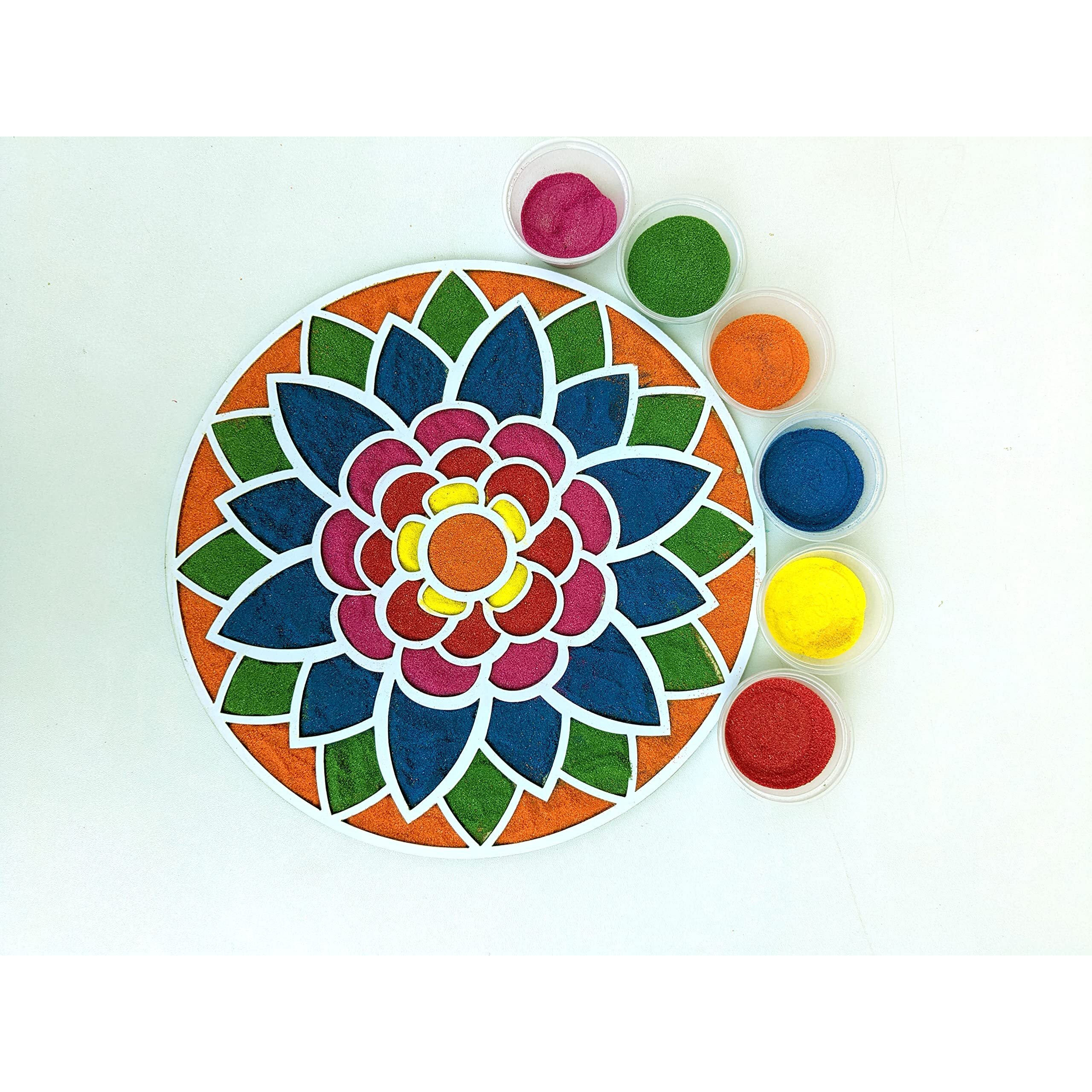 Stepstodo Reusable Floating Rangoli Mat. Washable, Portable Readymade Stencil Template Craft. Just Fill With Rangoli Or Petals. Traditional Design With Modern Day Ease Of Use (Design C) (11.5 Inch)