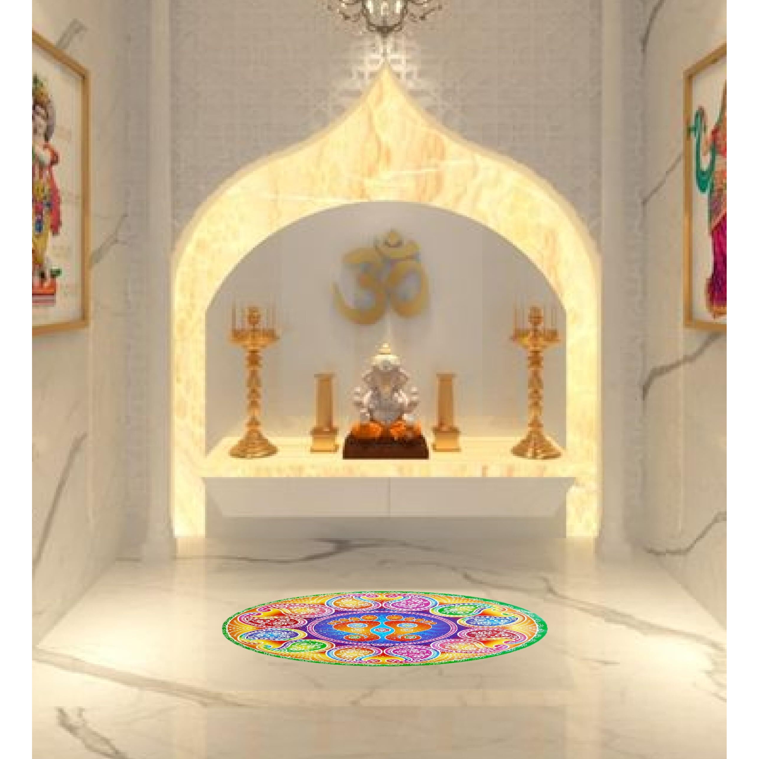 Dreamkraft Colorful Rangoli Sticker Set For Diwali Decoration, Floor & Wall Stickers (30 Cm X 30 Cm, Pack Of 4)_Pc497