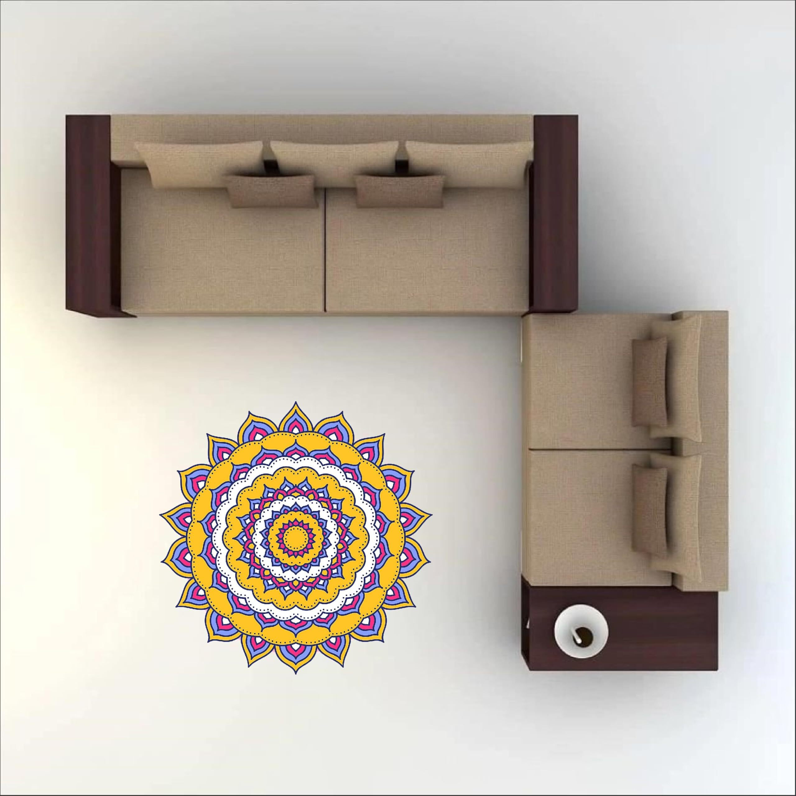 Dreamkraft Colorful Rangoli Sticker Set For Diwali Decoration, Floor & Wall Stickers (30 Cm X 30 Cm, Pack Of 4)_Pc507