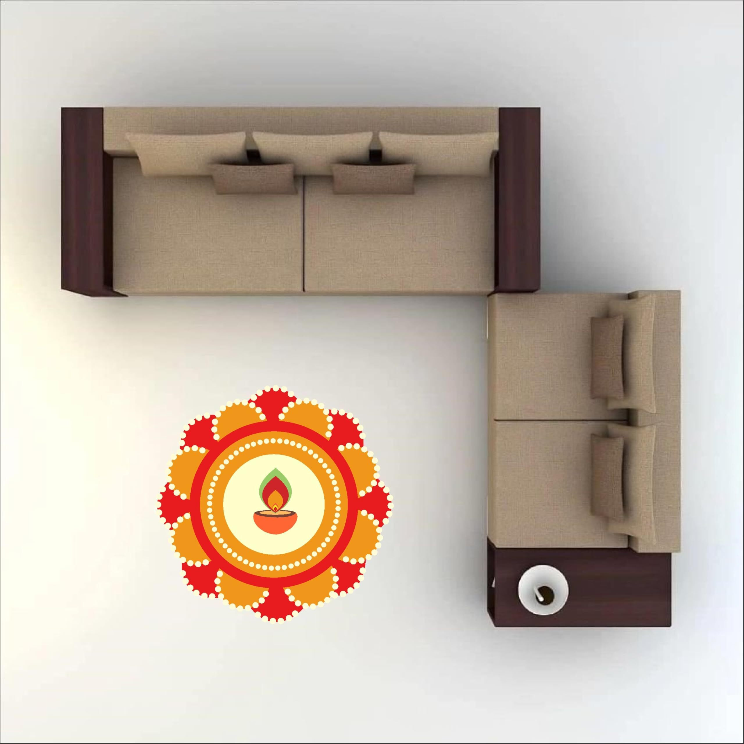 Dreamkraft Colorful Rangoli Sticker Set For Diwali Decoration, Floor & Wall Stickers (30 Cm X 30 Cm, Pack Of 4)_Pc503