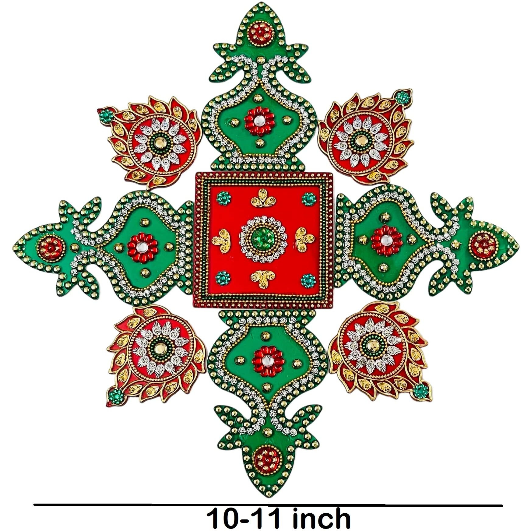 Moira Reusable Acrylic Rangoli For Festival Home Decorations 10 To 11 Inch Diameter (Red, 9)