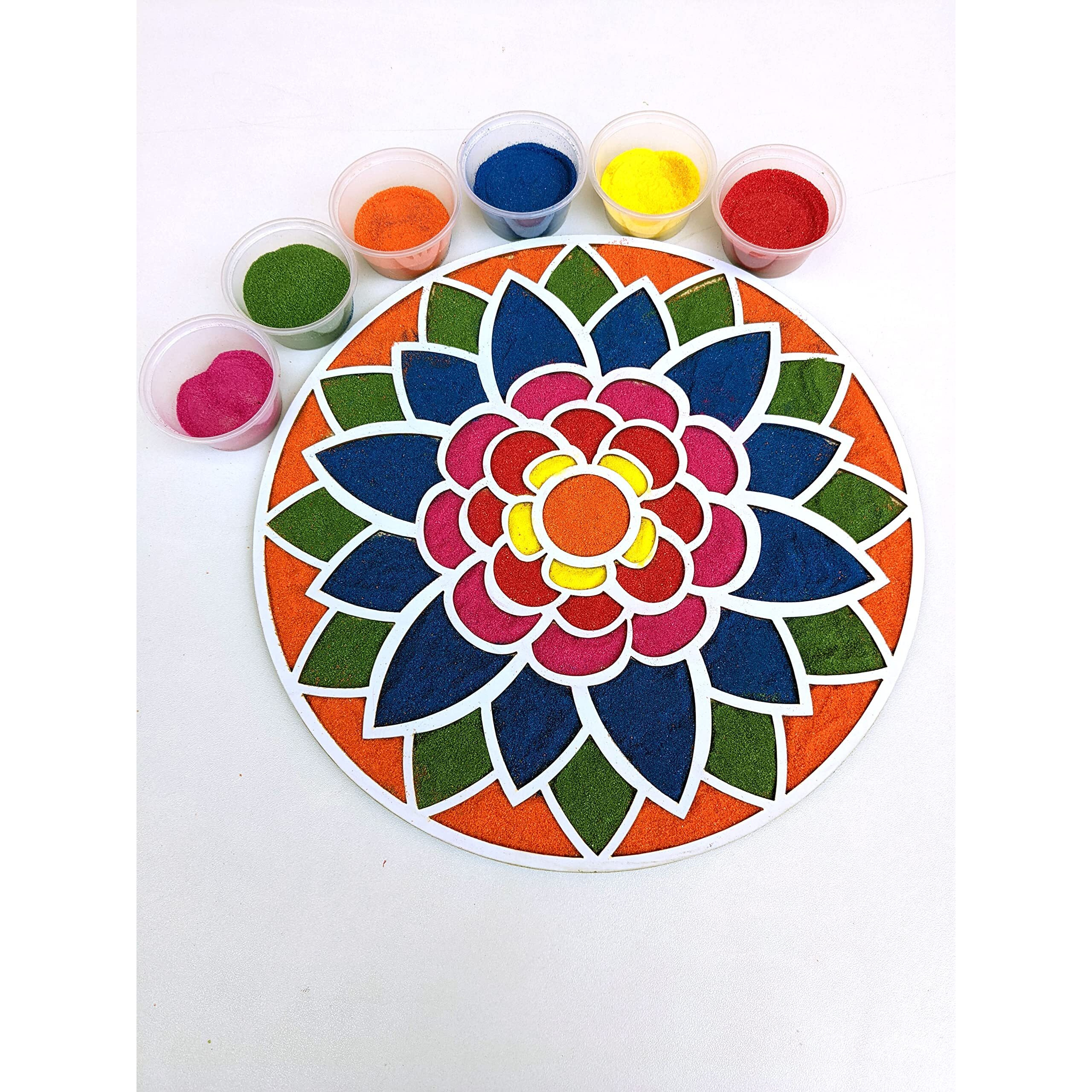 Stepstodo Reusable Portable Rangoli Template Mat. Readymade Rangoli Stencil. Just Fill With Rangoli Or Petals. Traditional Design. Modern Day Ease Of Use. Washable. Floating. (Design C) (11.5 Inch)