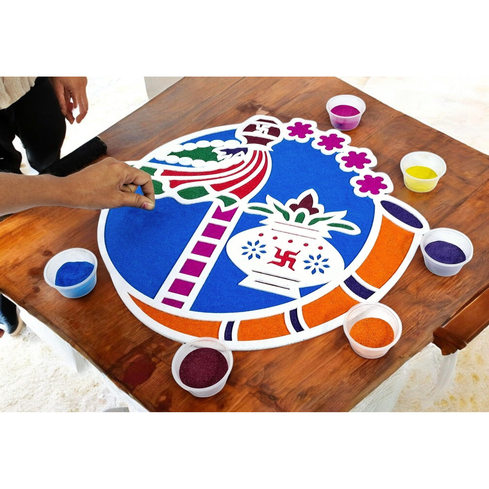 Stepstodo Reusable Portable Rangoli Template Mat Guddi Padwa Readymade Rangoli Stencil | Washable | Easy To Use & Reusable (Guddi Padwa 2)