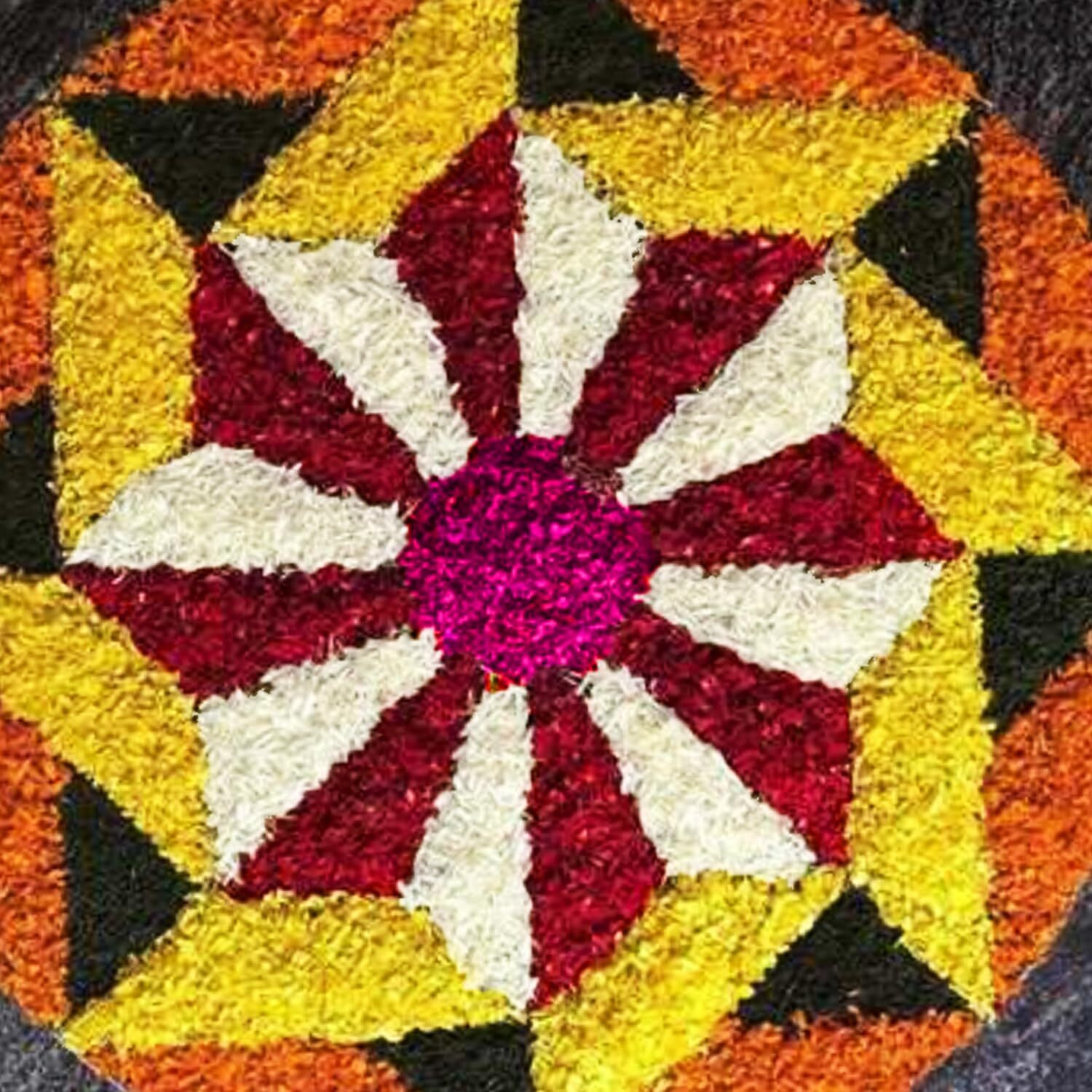 Stromx Super Soft Microfiber Traditional Rug Non-Slip Washable Modern Round Rangoli Door Mat, Kitchen, Bedroom, And Door (Green, 24X24 Inch)