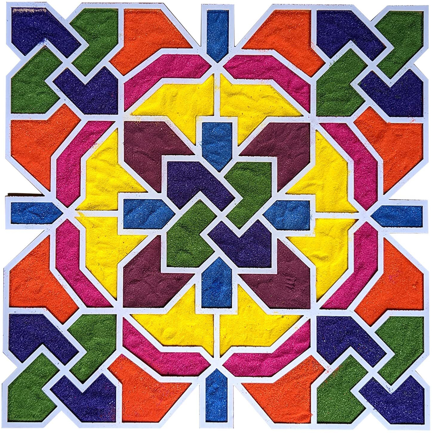 Stepstodo Reusable Rangoli Template Mat. Readymade Rangoli Stencil. Just Fill With Rangoli Or Petals. Traditional Design. Modern Day Ease Of Use. Washable. Floating Base. (Design A) (11.5 Inch)