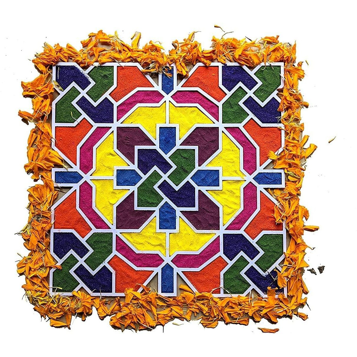 Stepstodo Reusable Floating Rangoli Mat. Washable, Portable Readymade Stencil Template Craft. Just Fill With Rangoli Or Petals. Traditional Design With Modern Day Ease Of Use (Design A) (11.5 Inch)