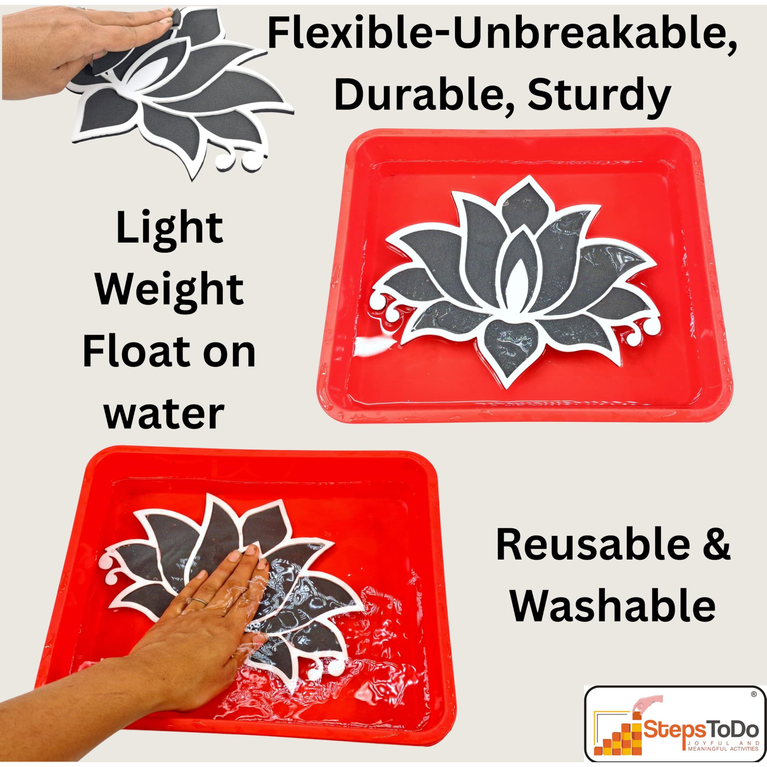 Stepstodo Reusable Floating Rangoli Mat. Washable, Portable Readymade Stencil Template Craft. Just Fill With Rangoli Or Petals. Traditional Design With Modern Day Ease Of Use (Design A) (11.5 Inch)