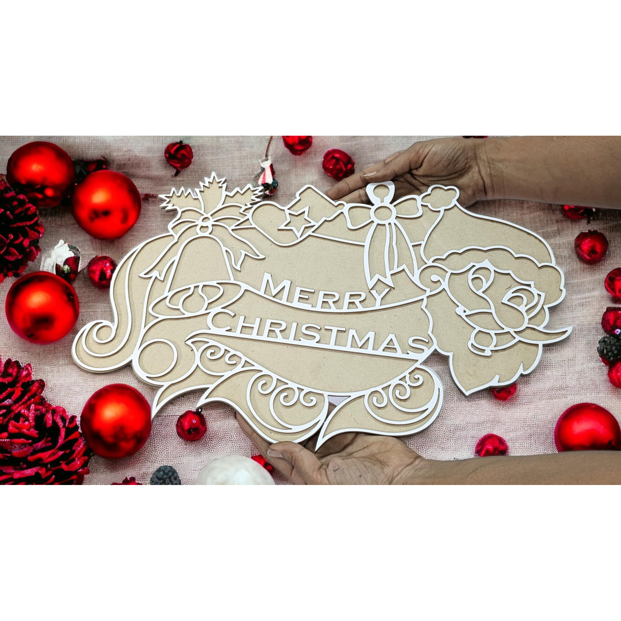 Stepstodo Reusable Floating Rangoli Template Mat For Christmas. Readymade Stencil. Just Fill With Rangoli Or Petals. Elegant Design With Modern Day Ease Of Use. (Design T388_Xmas_1. 18 Inch). Flexible, Washable.