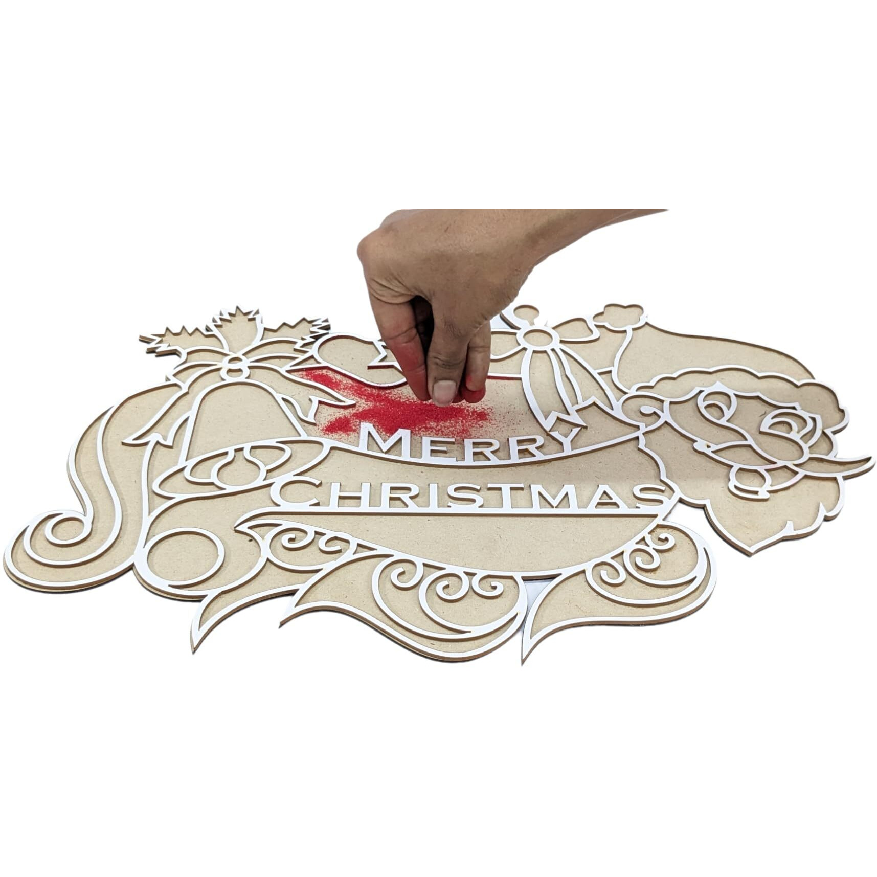 Stepstodo Reusable Floating Rangoli Template Mat For Christmas. Readymade Stencil. Just Fill With Rangoli Or Petals. Elegant Design With Modern Day Ease Of Use. (Design T388_Xmas_1. 18 Inch). Flexible, Washable.