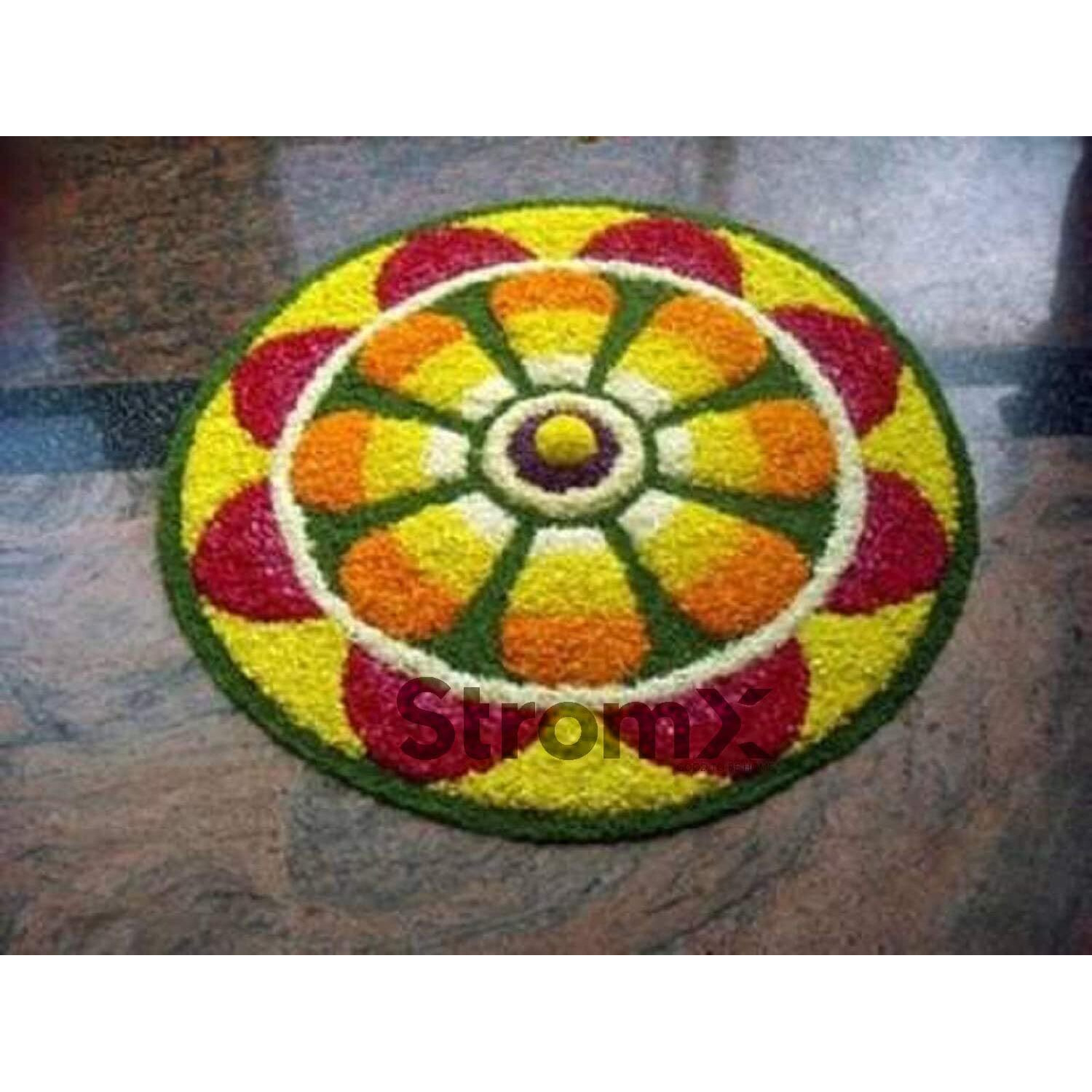 Stromx Super Soft Microfiber Traditional Modern Rangoli Door Mat For Home, Living Room, Beside Runner For Bedroom Decoration (24 X 24 Inch, Floral),Yellow