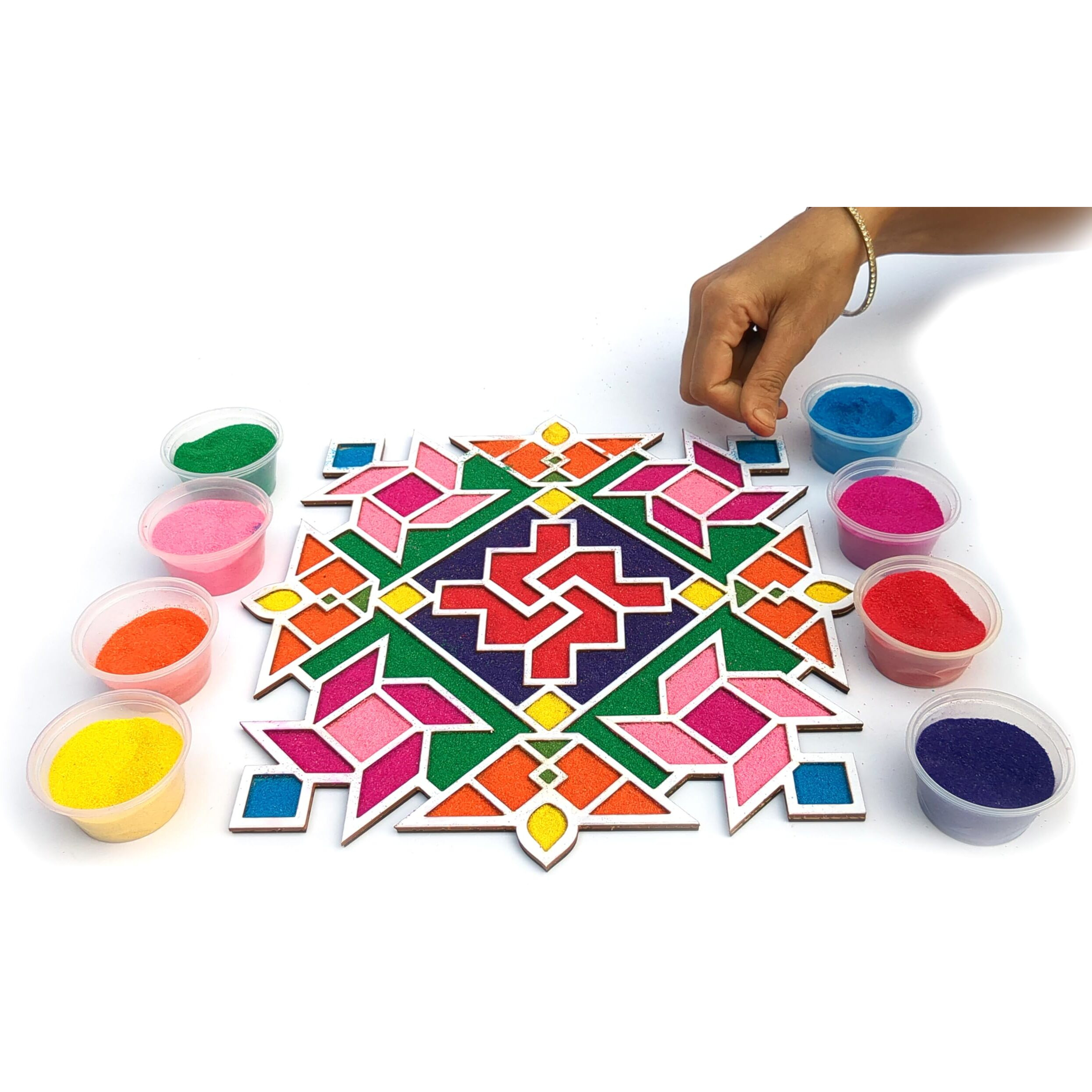 Stepstodo Reusable Floating Rangoli Mat. Washable, Portable Readymade Stencil Template Craft. Just Fill With Rangoli Or Petals. Traditional Design With Modern Day Ease Of Use (Design S) (11.5 Inch)