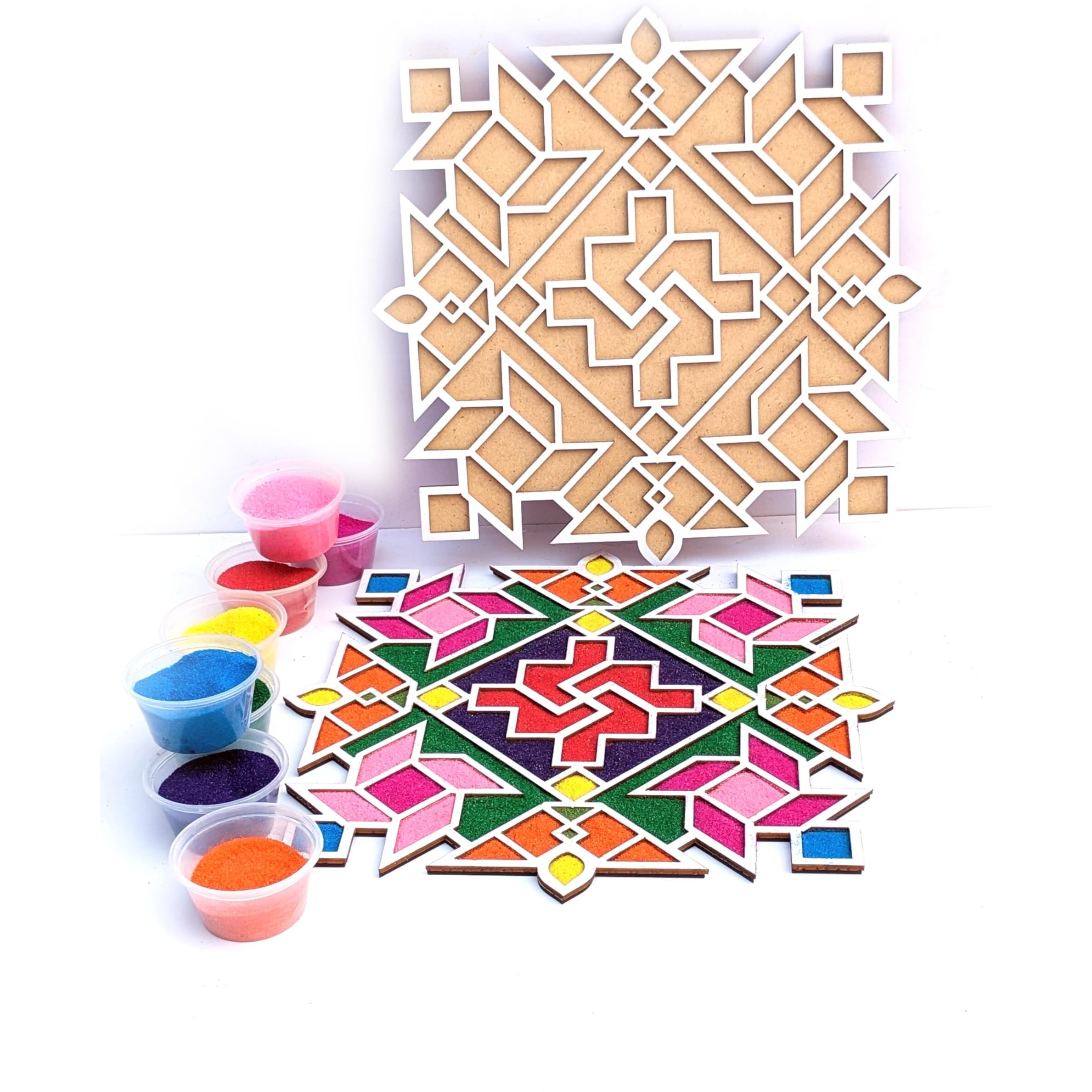 Stepstodo Reusable Floating Rangoli Mat. Washable, Portable Readymade Stencil Template Craft. Just Fill With Rangoli Or Petals. Traditional Design With Modern Day Ease Of Use (Design S) (11.5 Inch)