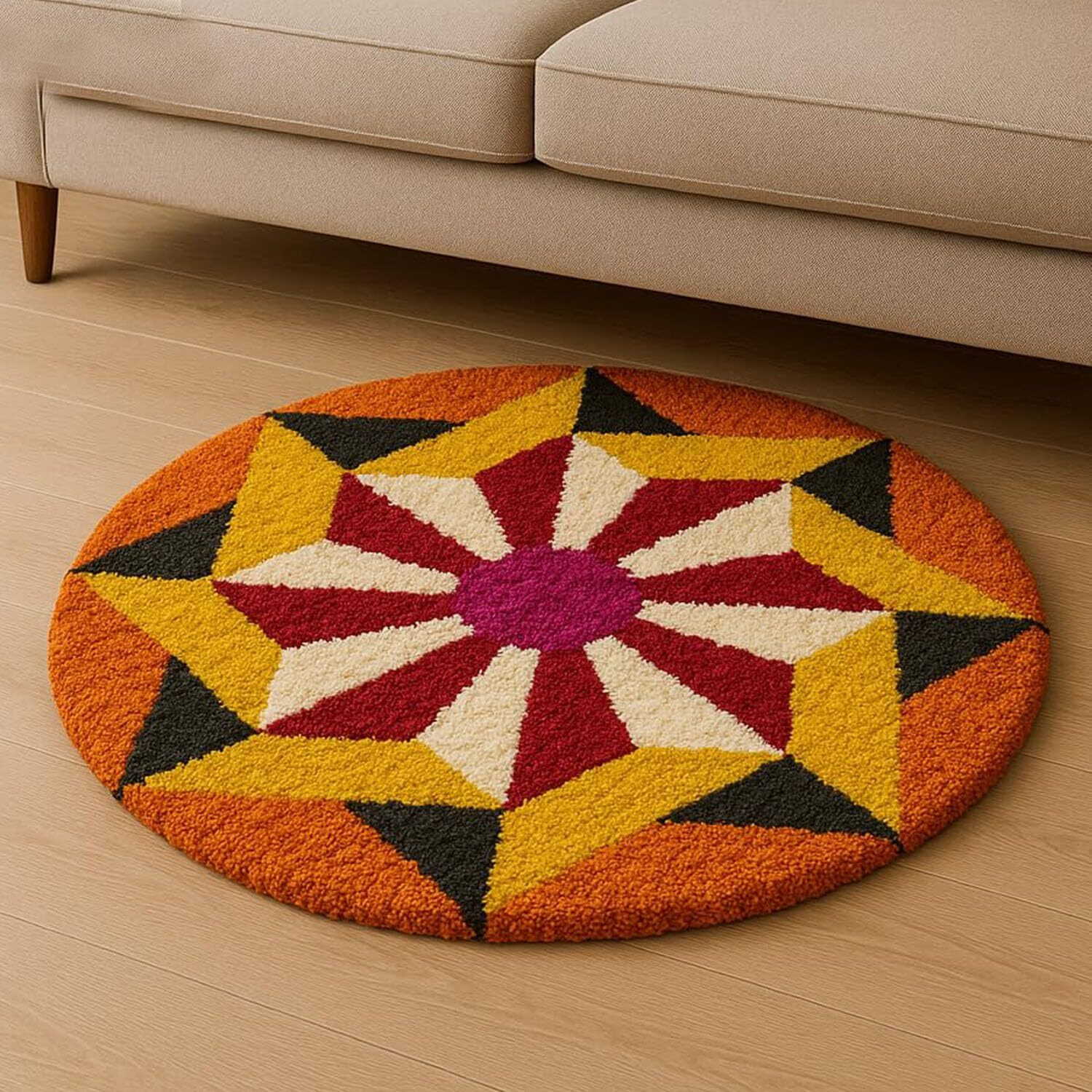 Stromx Super Soft Cotton Rangoli For Floor Mat/Bedroom/Living Room/Floor Mat/Kitchen Rangoli Home/Modern Rangoli Size (24 X 24 Inches), Multi Design1