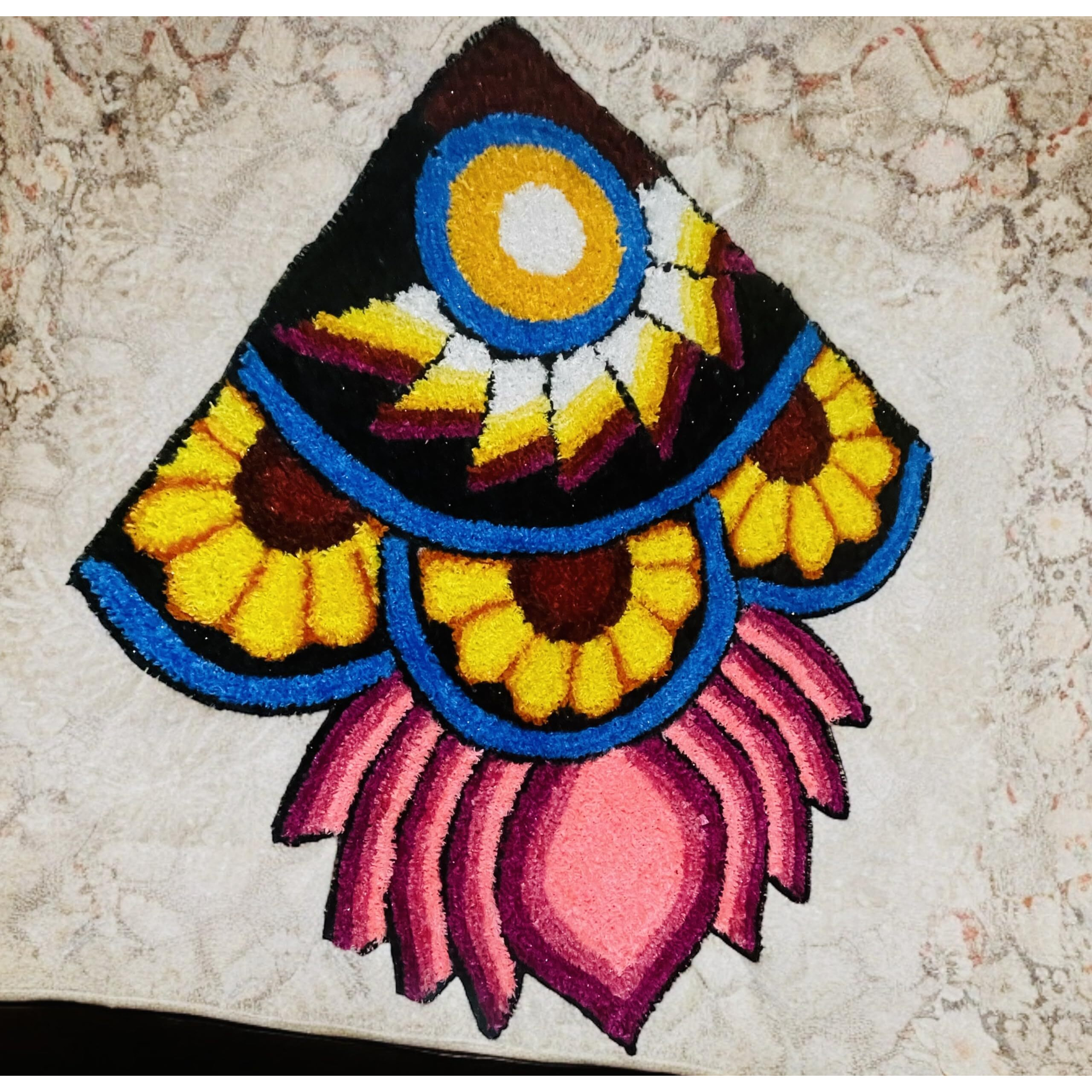 3 Ft Ready To Use Corner Rangoli Mat I Home Decoration Rangoli Mat (3 Ft)| Mat Rangoli | Readymade Rangoli For Floorfor Home And Office(Pack Of 1)