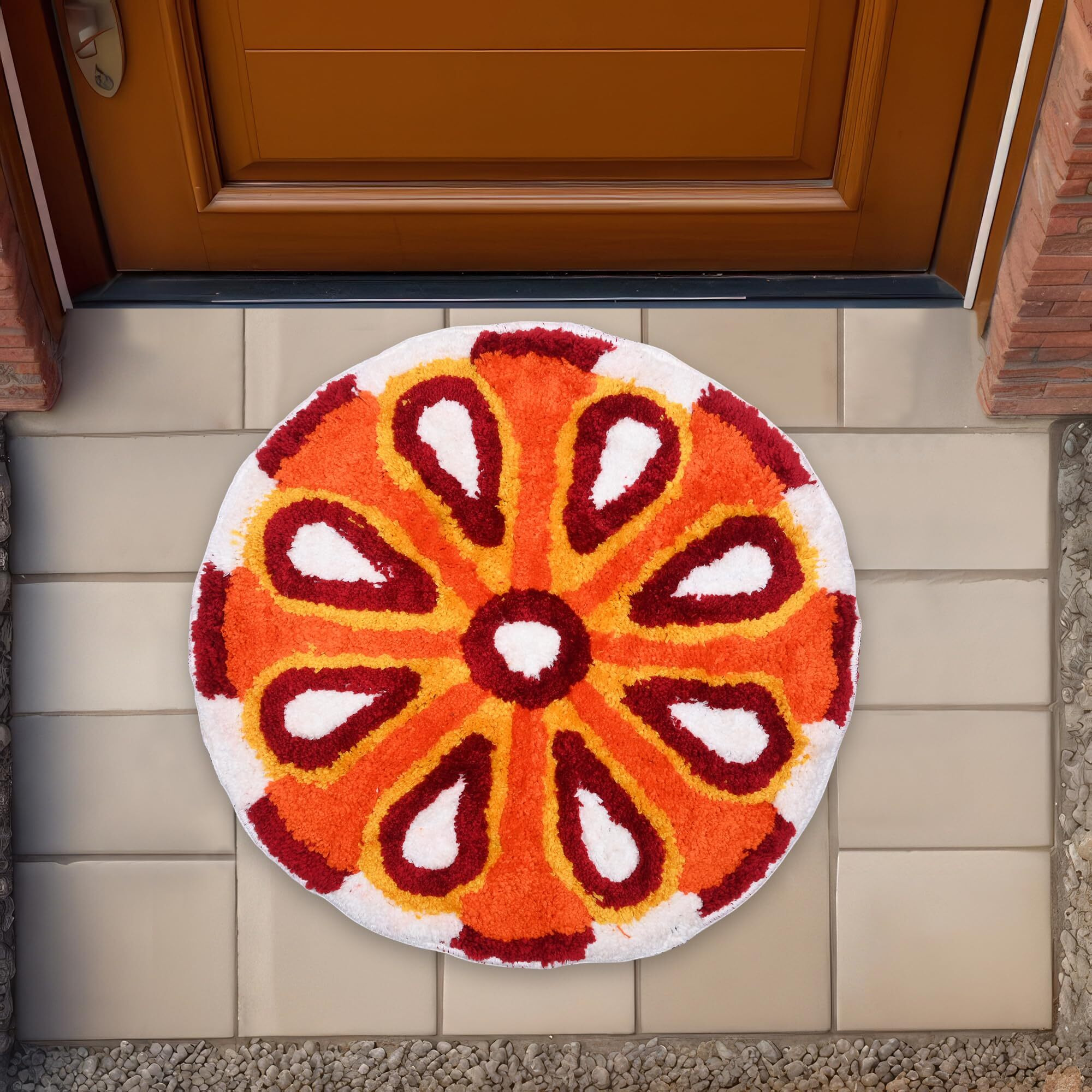 Stromx Super Soft Microfiber Rangoli For Floor Mat/Bedroom/Living Room/Floor Mat/Kitchen Rangoli Home/Modern Rangoli Size (24 X 24 Inches), Multi Design1