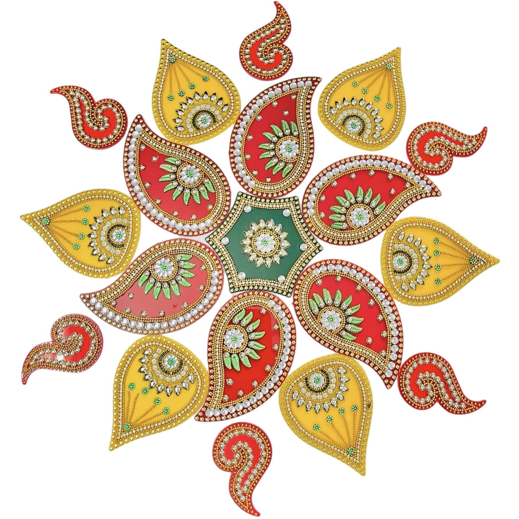 Kriwin Xlarge Size Acrylic Rangoli For Home Festival Decoration 19 Pcs Set Reusable