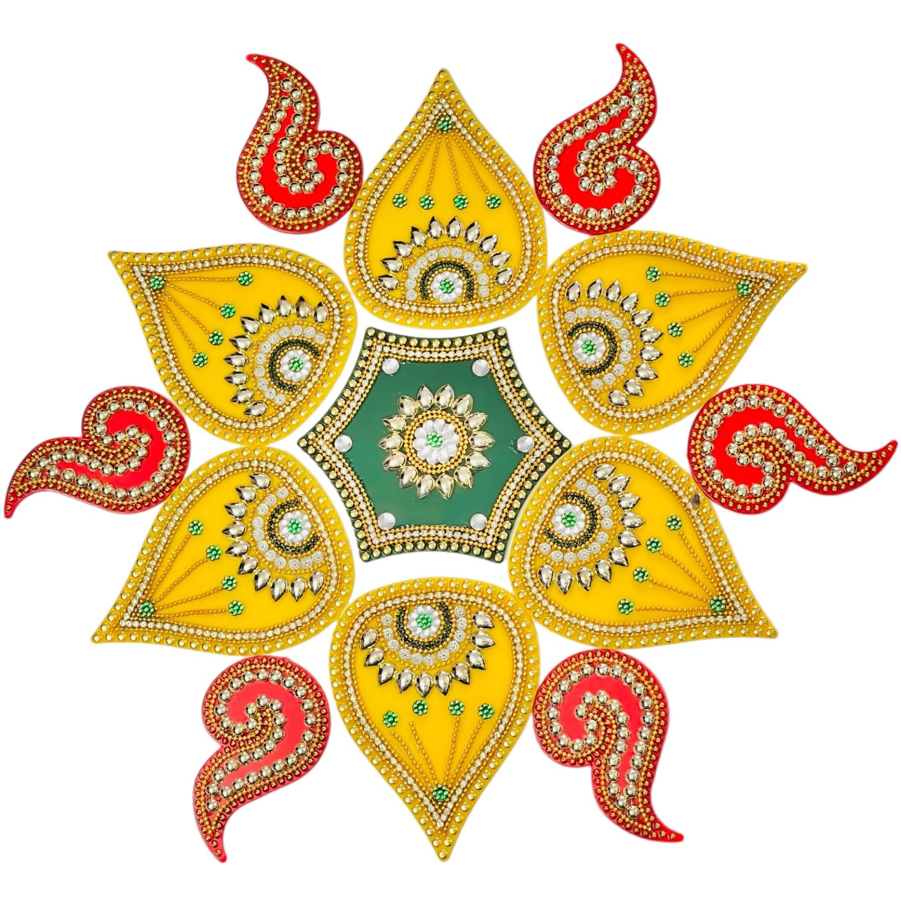 Kriwin Xlarge Size Acrylic Rangoli For Home Festival Decoration 19 Pcs Set Reusable