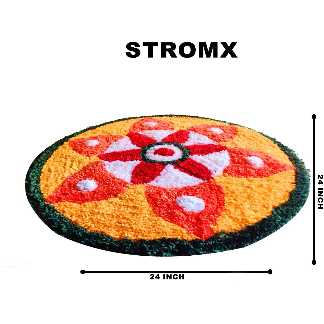 Stromx Super Soft Microfiber Rangoli For Floor Mat/Bedroom/Living Room/Floor Mat/Kitchen Rangoli Home/Modern Rangoli Size (24 X 24 Inches), Multi Design3