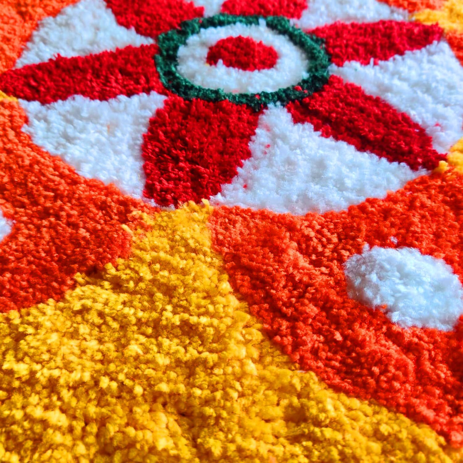 Stromx Super Soft Microfiber Rangoli For Floor Mat/Bedroom/Living Room/Floor Mat/Kitchen Rangoli Home/Modern Rangoli Size (24 X 24 Inches), Multi Design3