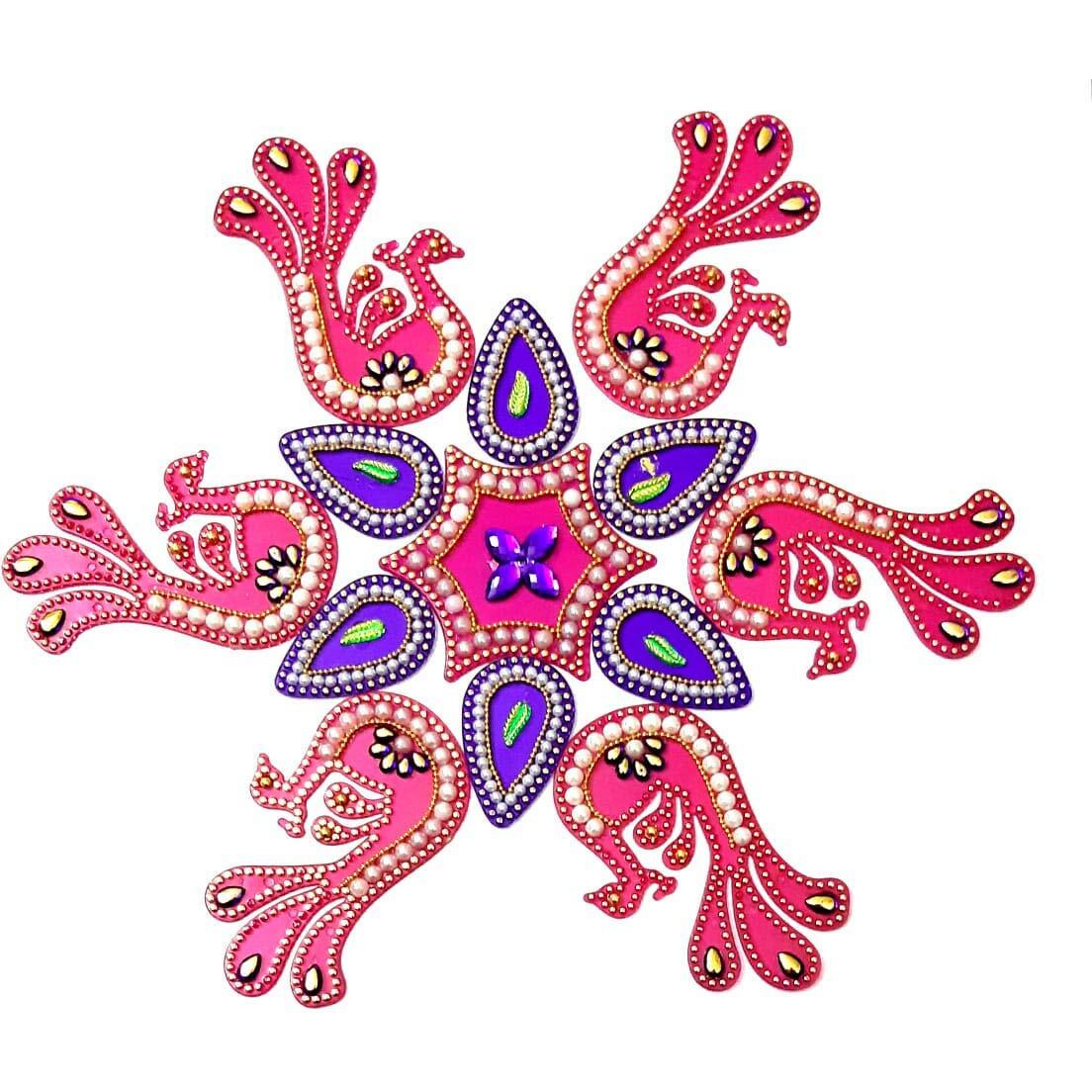 Sahaya Pink & Purple 10-11 Inch Rangoli For Festival Home Decoration Acrylic Small 13 Pcs Set
