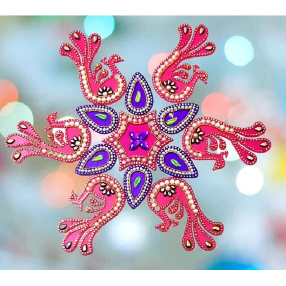Sahaya Pink & Purple 10-11 Inch Rangoli For Festival Home Decoration Acrylic Small 13 Pcs Set