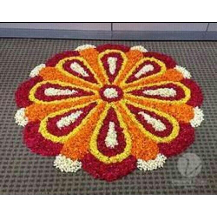 Stromx Super Soft Microfiber Traditional Modern Rangoli Door Mat For Home, Temple, Living Room, Kitchen, Door Entrance Mat (24 X 24 Inch, Floral), Modern Design 01