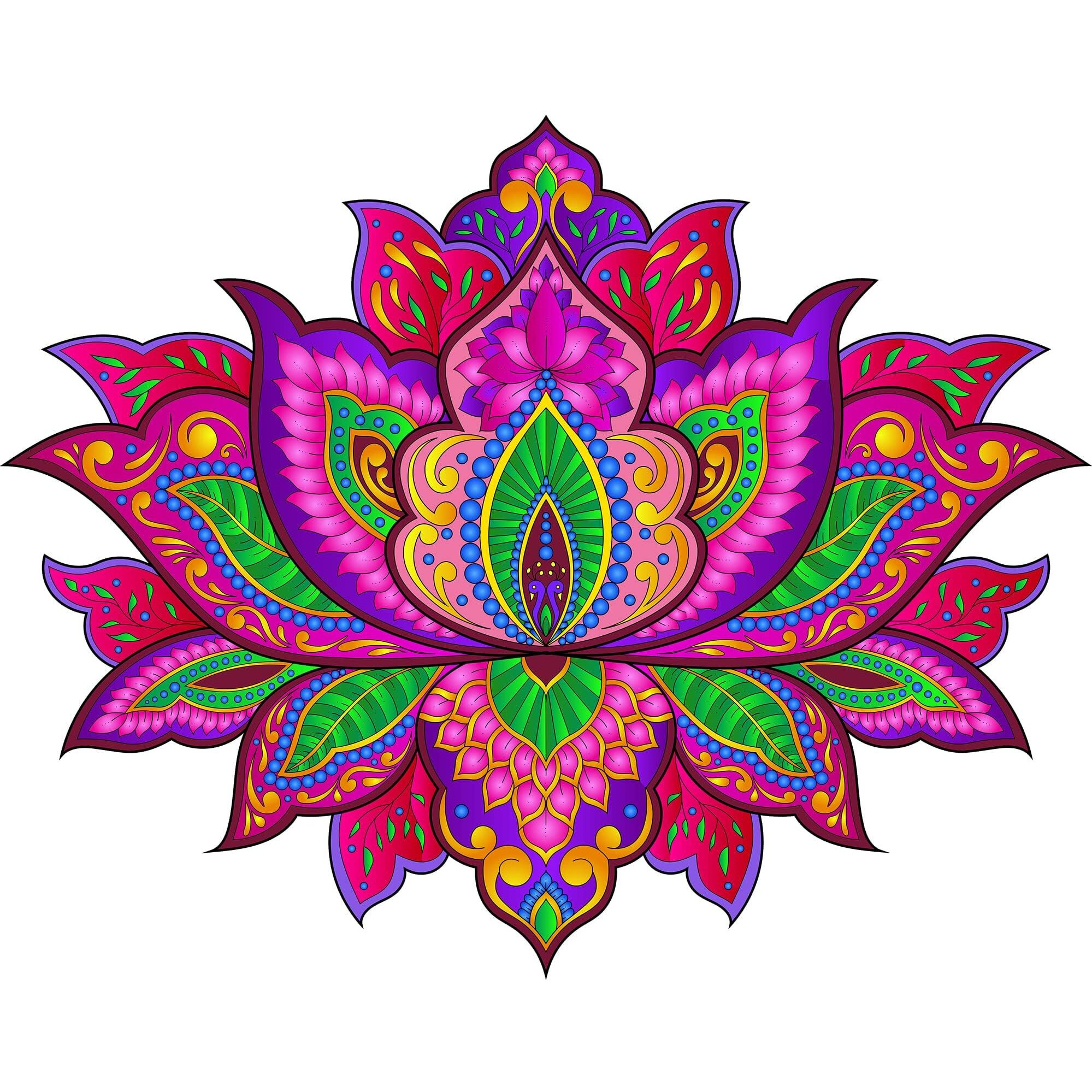 Ambiyaa 12 Inch Waterproof And Reusable Pvc Self Adhesive Handmade Rangoli Sticker And Decal For Puja Ghar, Entrance And Floor [Multicolour - Kamal]