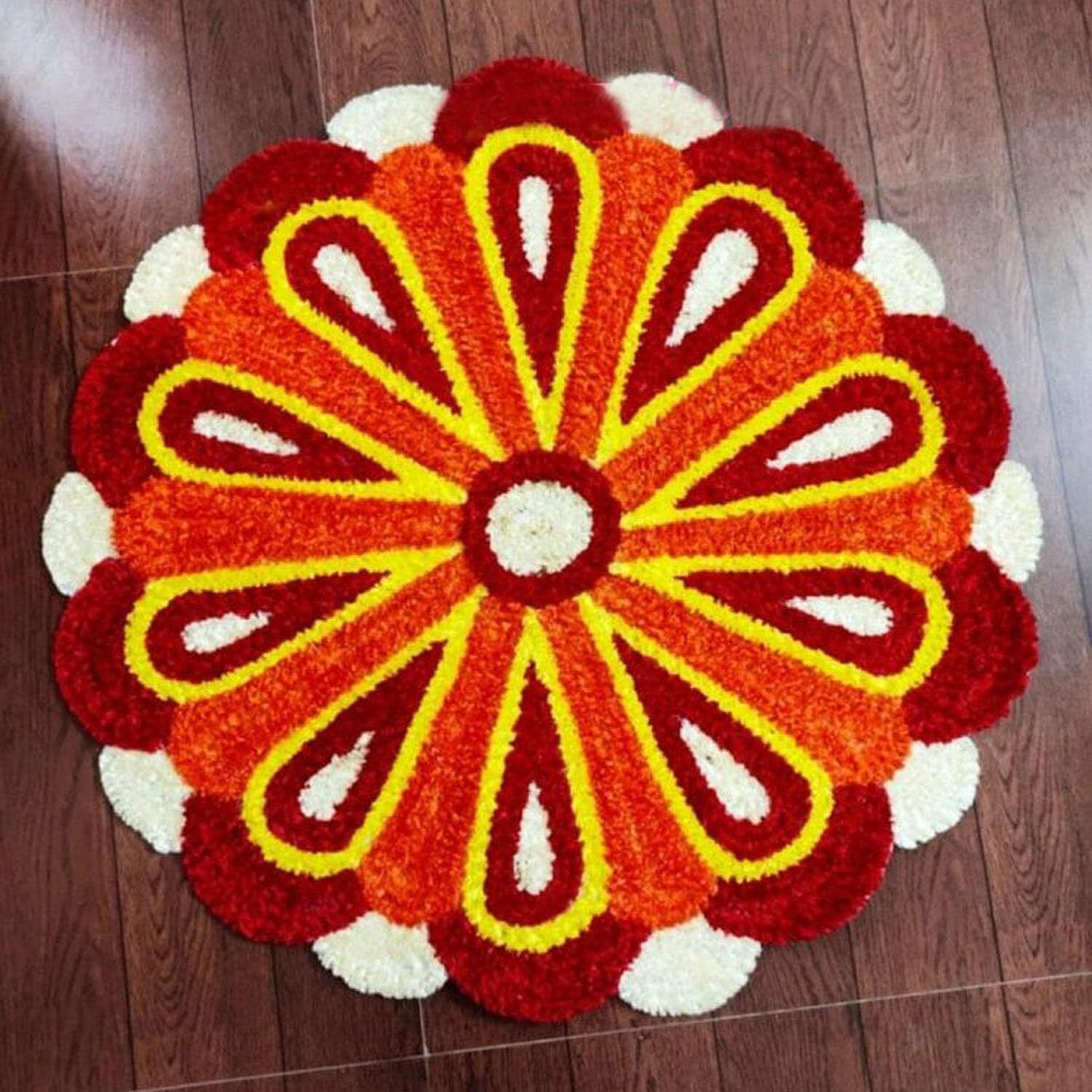 Stromx Super Soft Cotton Rangoli For Floor Mat/Bedroom/Living Room/Floor Mat/Kitchen Rangoli Home/Modern Rangoli Size (24 X 24 Inches), Multi Design3