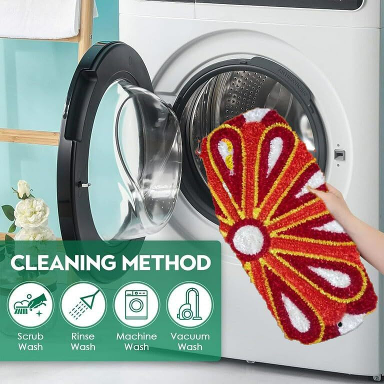 Stromx Super Soft Cotton Rangoli For Floor Mat/Bedroom/Living Room/Floor Mat/Kitchen Rangoli Home/Modern Rangoli Size (24 X 24 Inches), Multi Design3