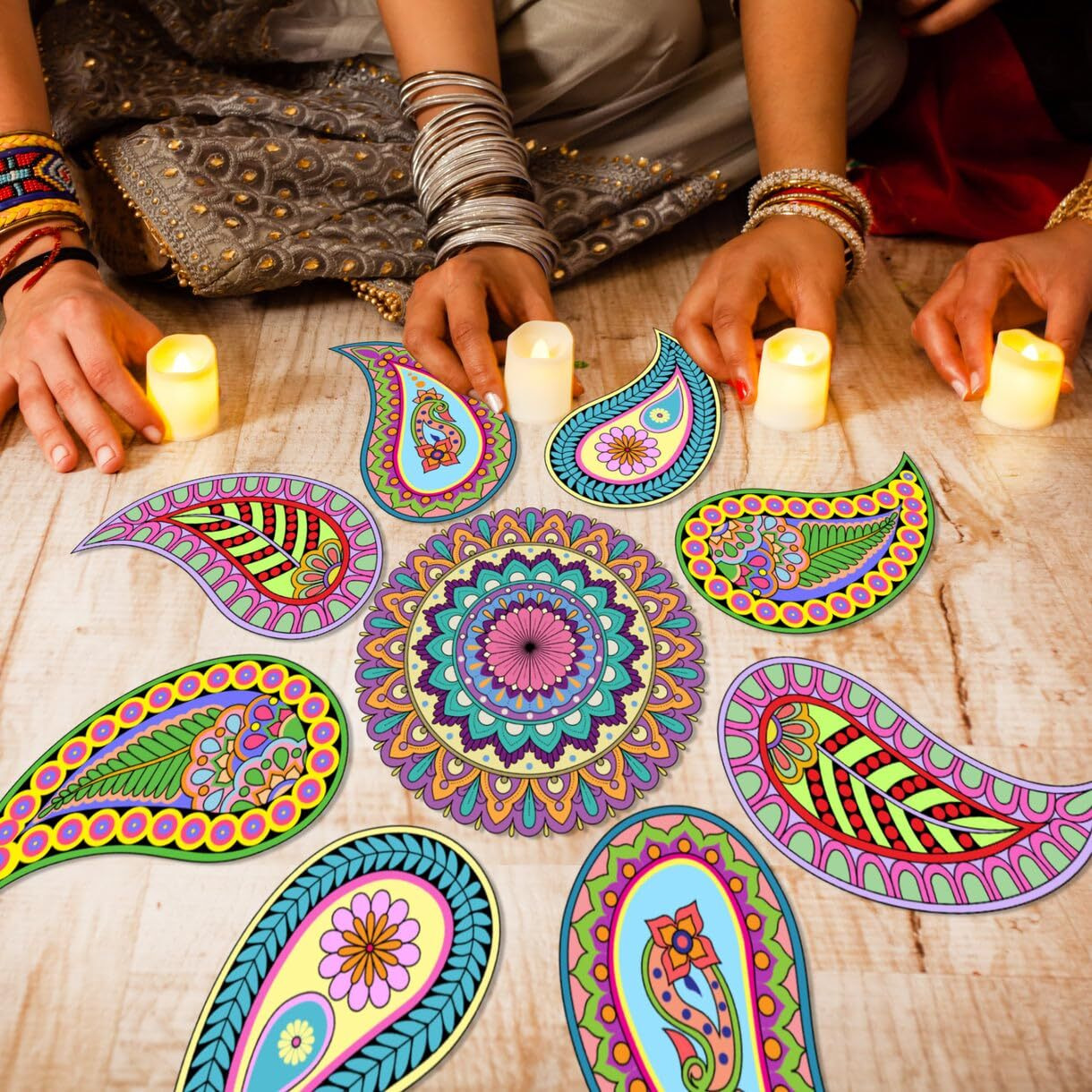 Ambiyaa Pvc Vinyl Handmade Rangoli Self Adhesive Sticker (Ambiyaa)