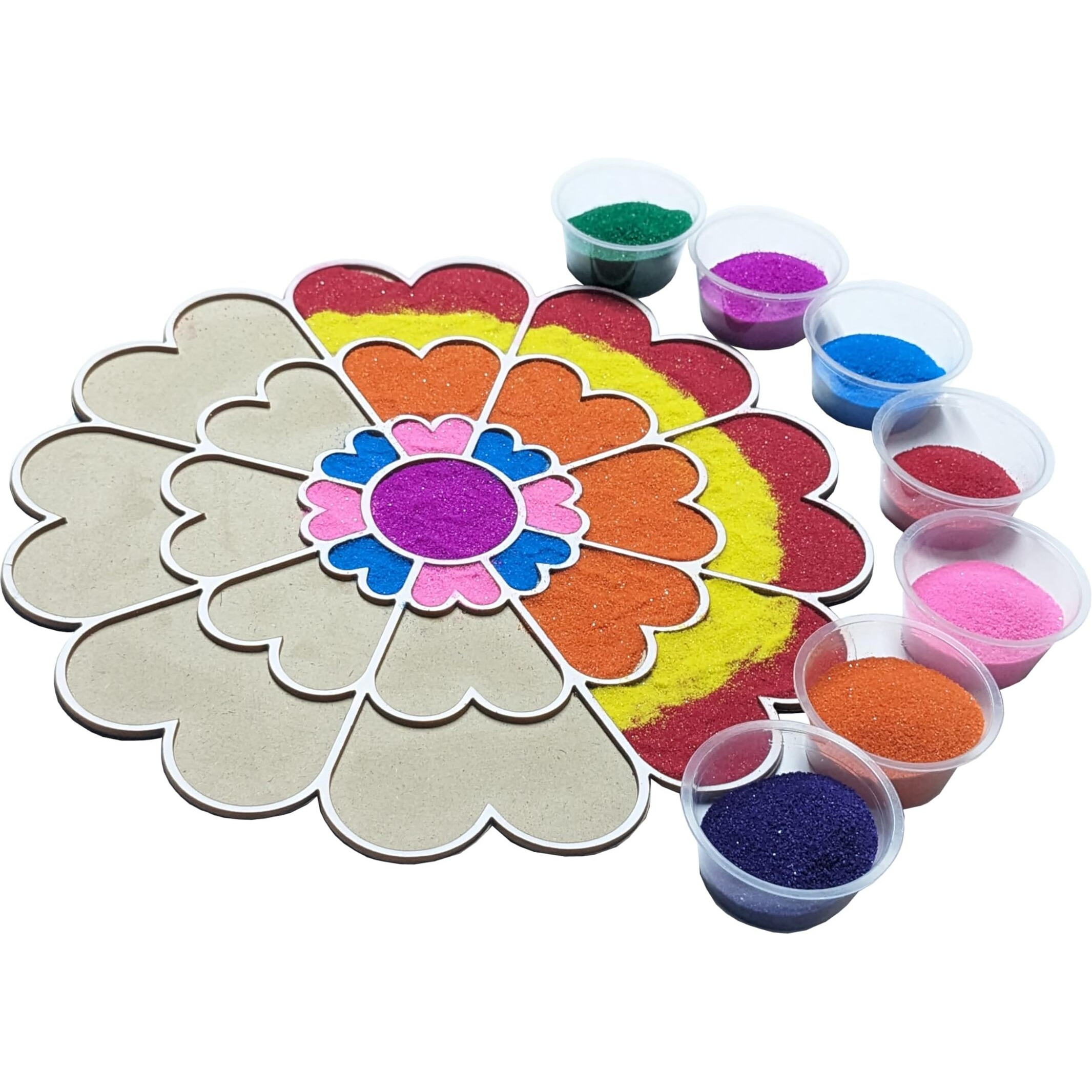 Stepstodo Reusable Floating Rangoli Mat. Washable, Portable Readymade Stencil Template Craft. Just Fill With Rangoli Or Petals. Traditional Design With Modern Day Ease Of Use (Design V) (11.5 Inch)