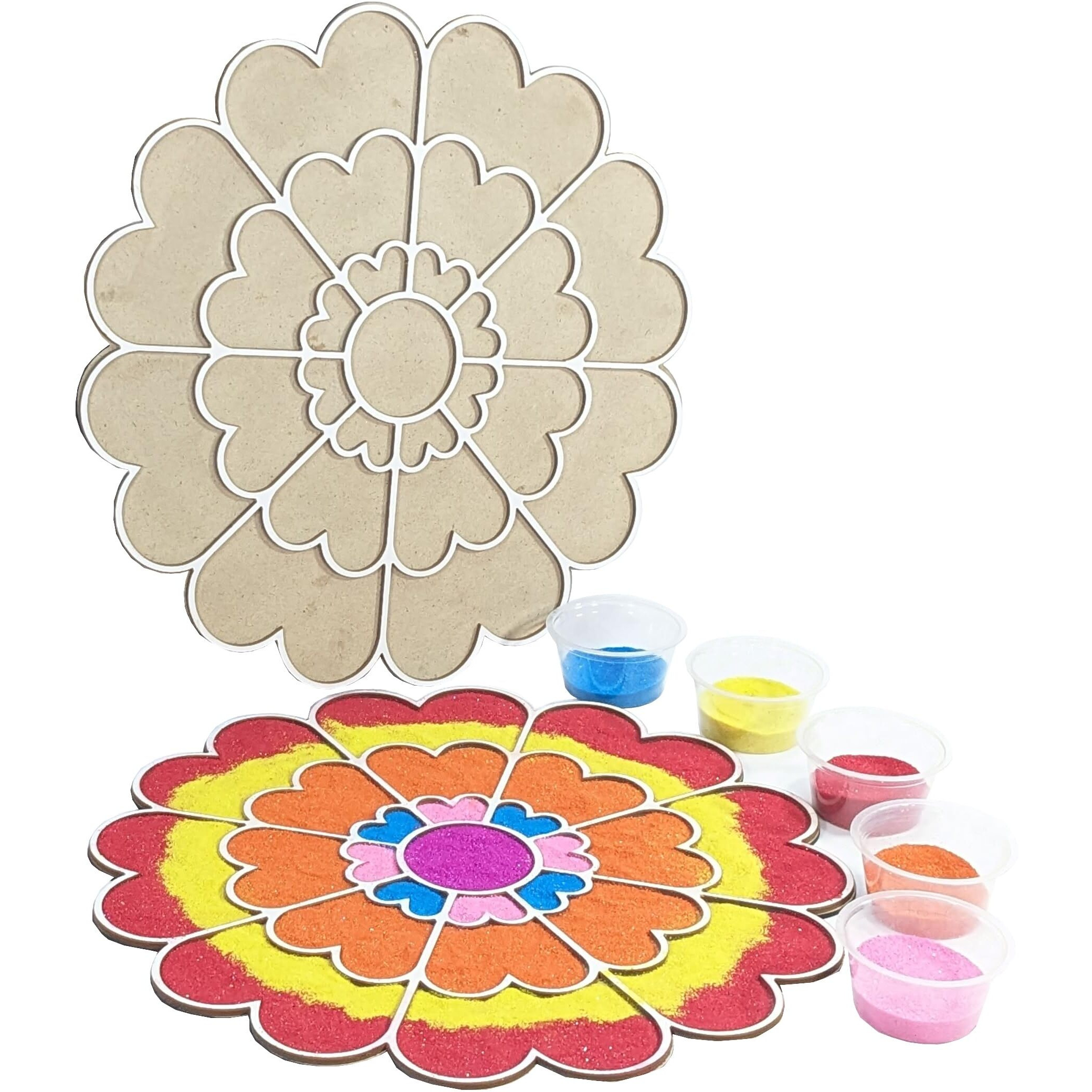 Stepstodo Reusable Floating Rangoli Mat. Washable, Portable Readymade Stencil Template Craft. Just Fill With Rangoli Or Petals. Traditional Design With Modern Day Ease Of Use (Design V) (11.5 Inch)