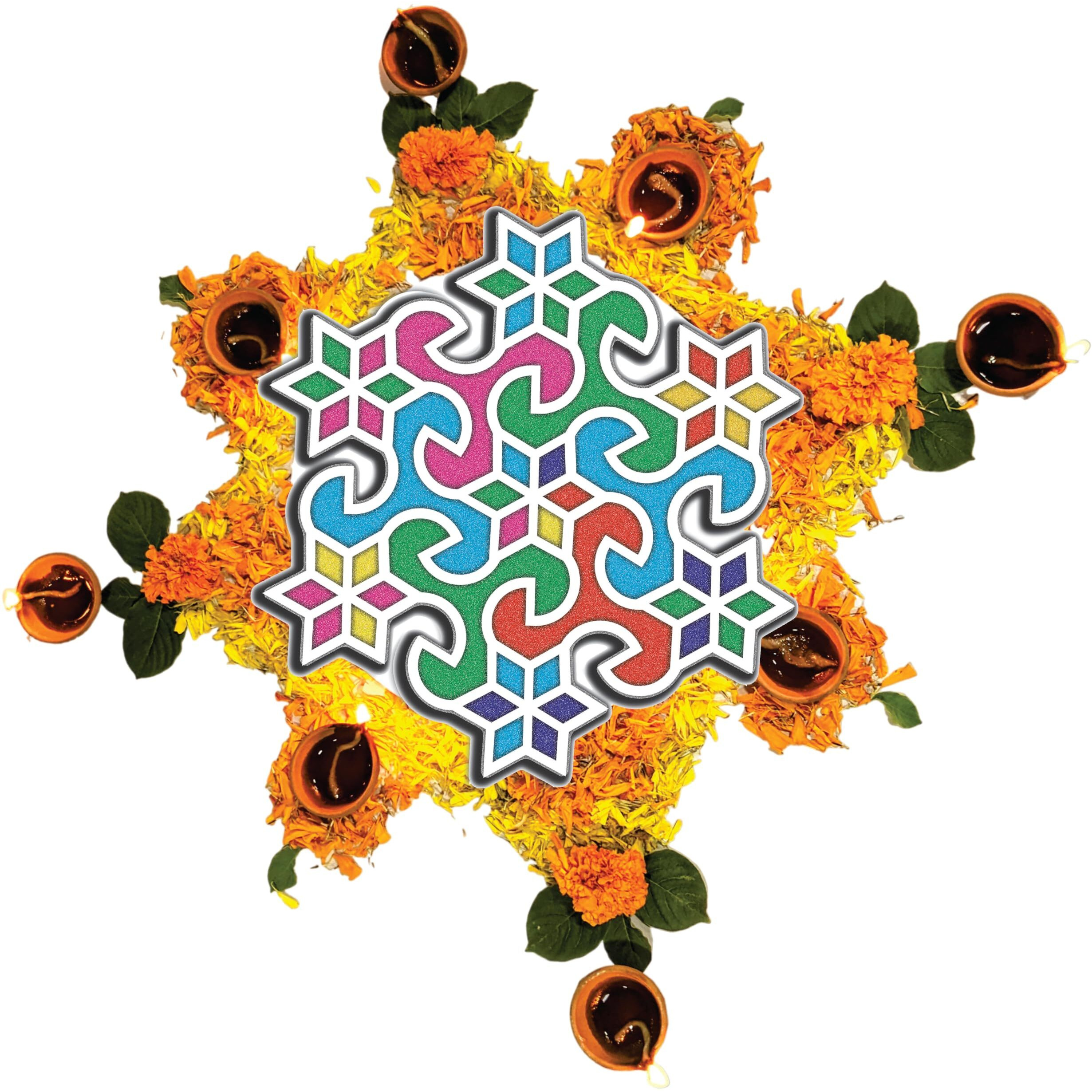 Stepstodo Reusable Floating Rangoli Mat. Washable, Portable Readymade Stencil Template Craft. Just Fill With Rangoli Or Petals. Traditional Design With Modern Day Ease Of Use (Design 31) (11.5 Inch)