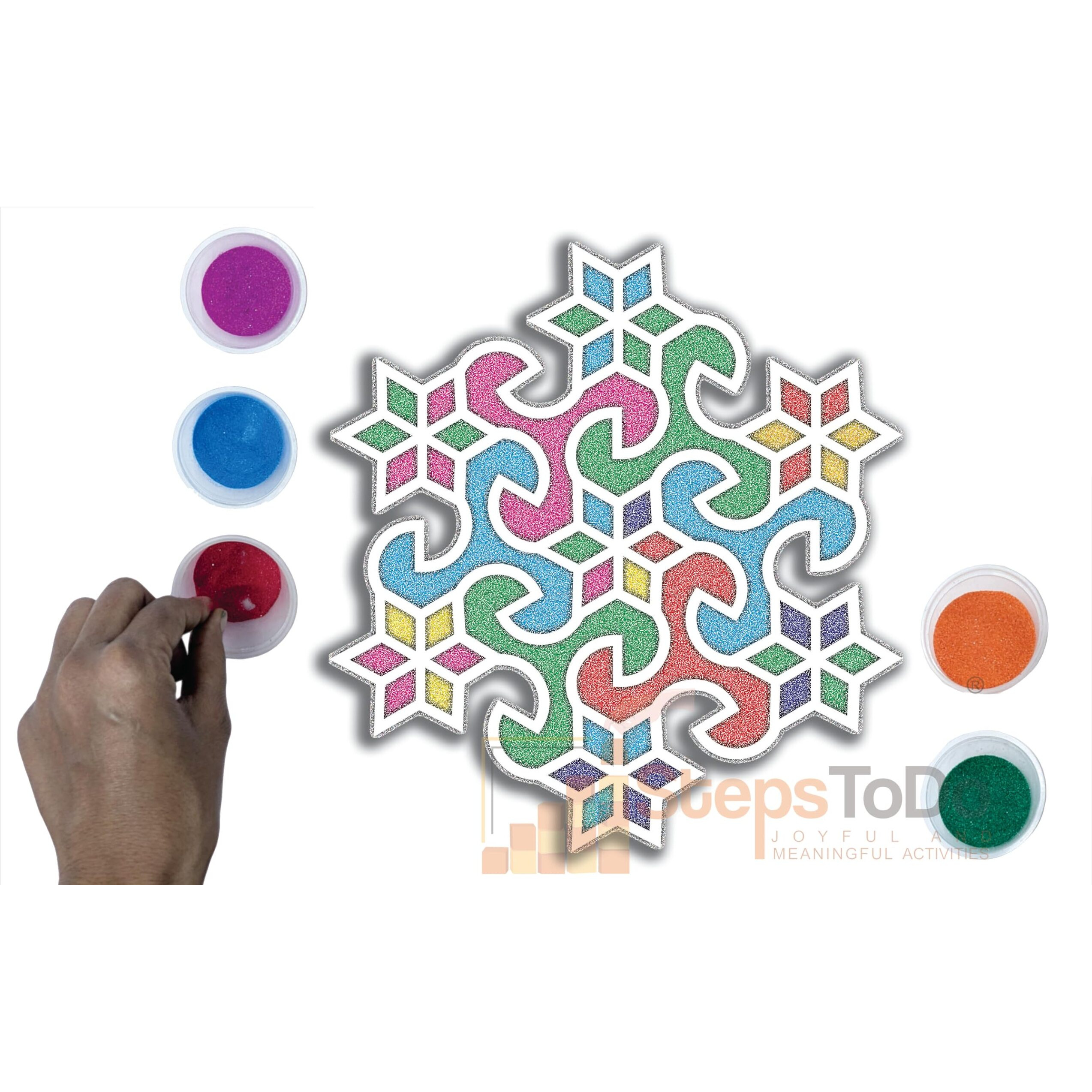 Stepstodo Reusable Floating Rangoli Mat. Washable, Portable Readymade Stencil Template Craft. Just Fill With Rangoli Or Petals. Traditional Design With Modern Day Ease Of Use (Design 31) (11.5 Inch)