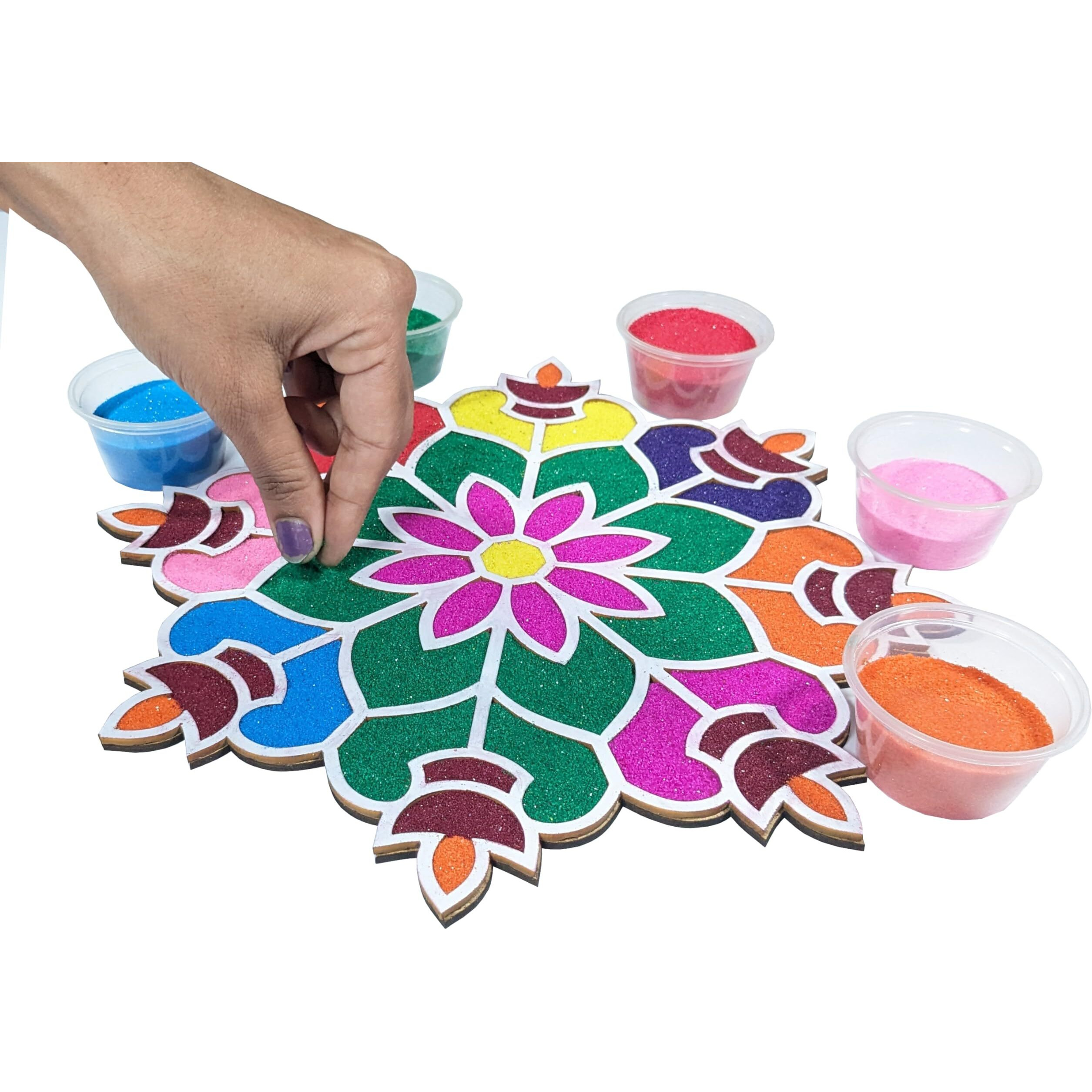 Stepstodo Reusable Floating Rangoli Mat. Washable, Portable Readymade Stencil Template Craft. Just Fill With Rangoli Or Petals. Traditional Design With Modern Day Ease Of Use (Design 27) (11.5 Inch)