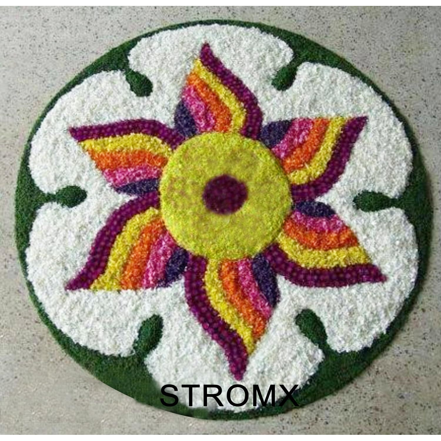 Stromx Super Soft Microfiber Rangoli For Round Shape Floor Mat/Bedroom/Living Room/Floor Mat/Kitchen Rangoli Home/Modern Rangoli Size (24 X 24 Inches), Multi Design10