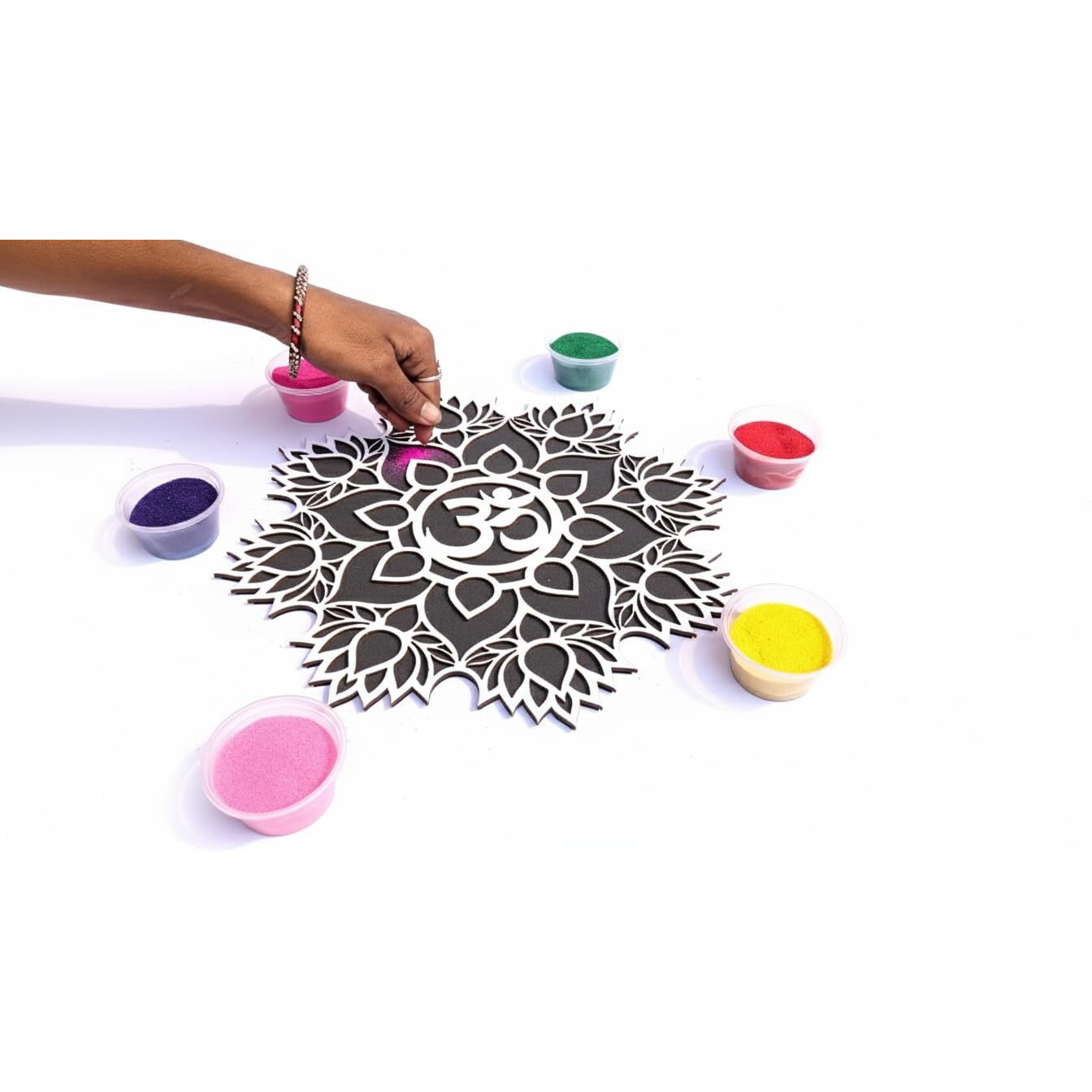 Stepstodo Reusable Rangoli Mat. Just Fill With Rangoli Or Petals. Traditional Design. Modern Day Ease Of Use. Washable. Readymade Rangoli Stencil. Portable. Floating Base. (Design E) (11.5 Inch)