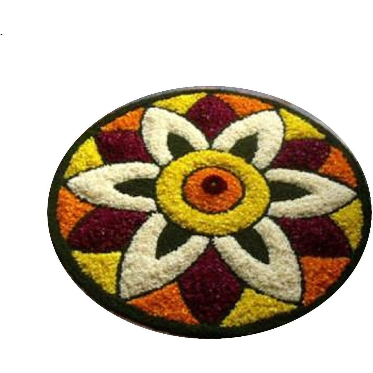 Stromx Super Soft Microfiber Traditional Modern Rangoli Door Mat For Home, Temple, Living Room, Entrance, Bedroom Decoration (24 X 24 Inch, Floral), Multicolor1, Round