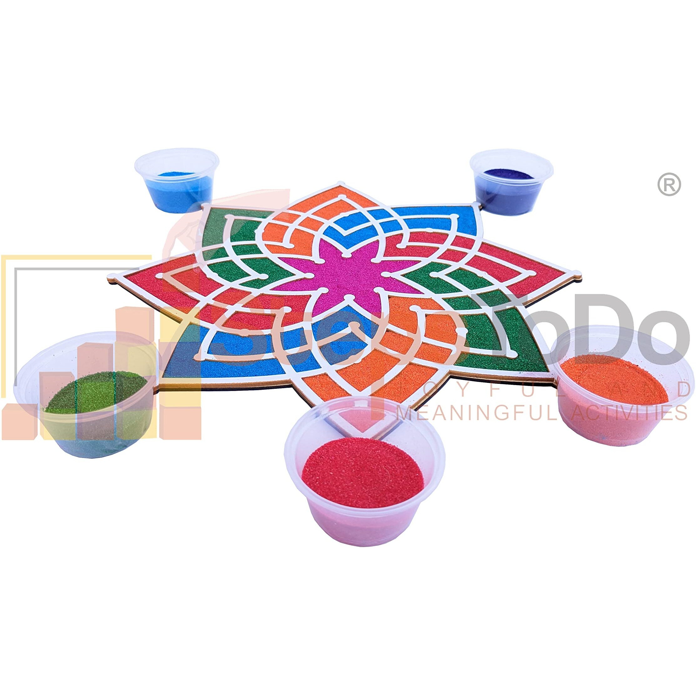 Stepstodo Reusable Portable Rangoli Template Mat. Readymade Stencil Craft. Kolam Muggulu Hrydhaya Kamal Design. Just Fill With Rangoli Or Petals. Traditions Made Easy (Design Muggu E) (11.5 Inch)