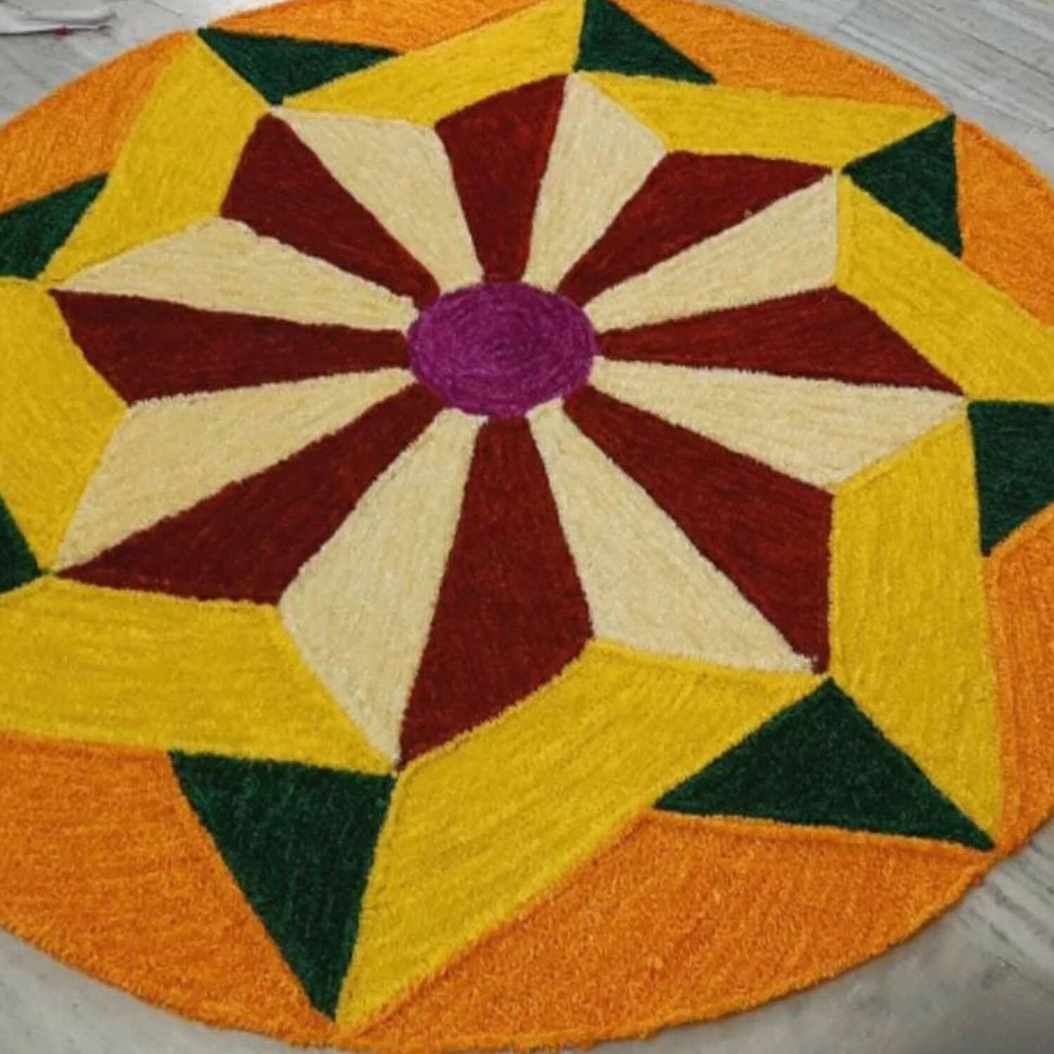 Stromx Super Soft Microfiber Rangoli Door Mat For Home, Temple, Festival Rangoli Mat, Multicolor Pooja Mat, Diwali, Living Room, Kitchen, Traditional Modern Entrance Door Mat (24X24 Inch) Design14