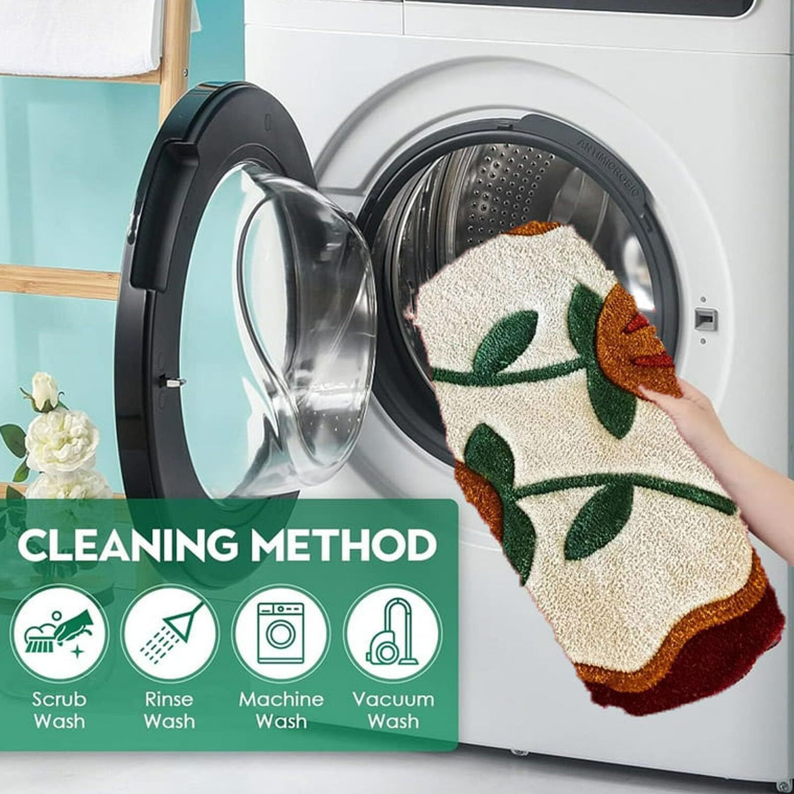 Stromx Round Super Soft Microfiber Rangoli Door Mat For Home, Temple, Festival Rangoli Mat, Multicolor Pooja Mat, Diwali, Living Room, Kitchen, Traditional Modern Entrance Door Mat (24X24") Design05